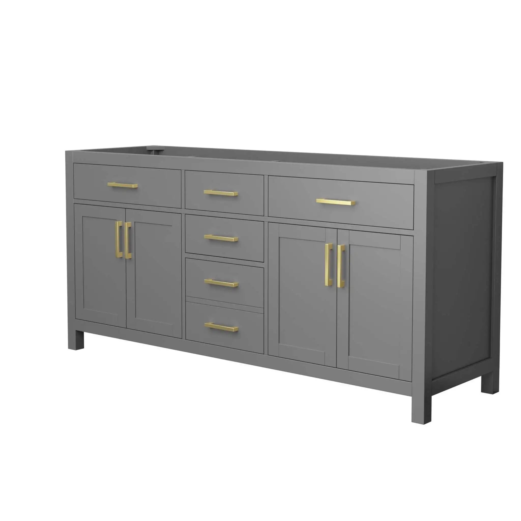 72" Beckett Double Bathroom Vanity in Dark Gray with Brushed Gold Trim by Wyndham
