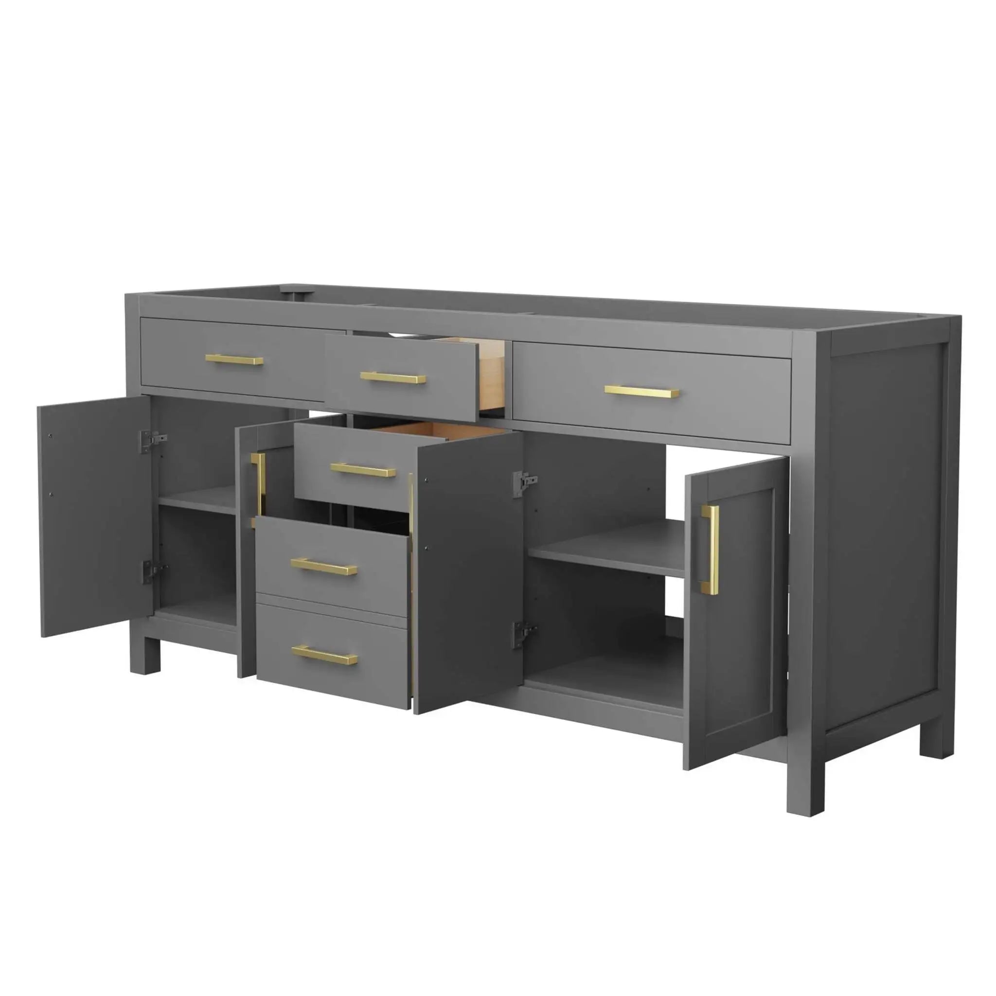 72" Beckett Double Bathroom Vanity in Dark Gray with Brushed Gold Trim by Wyndham