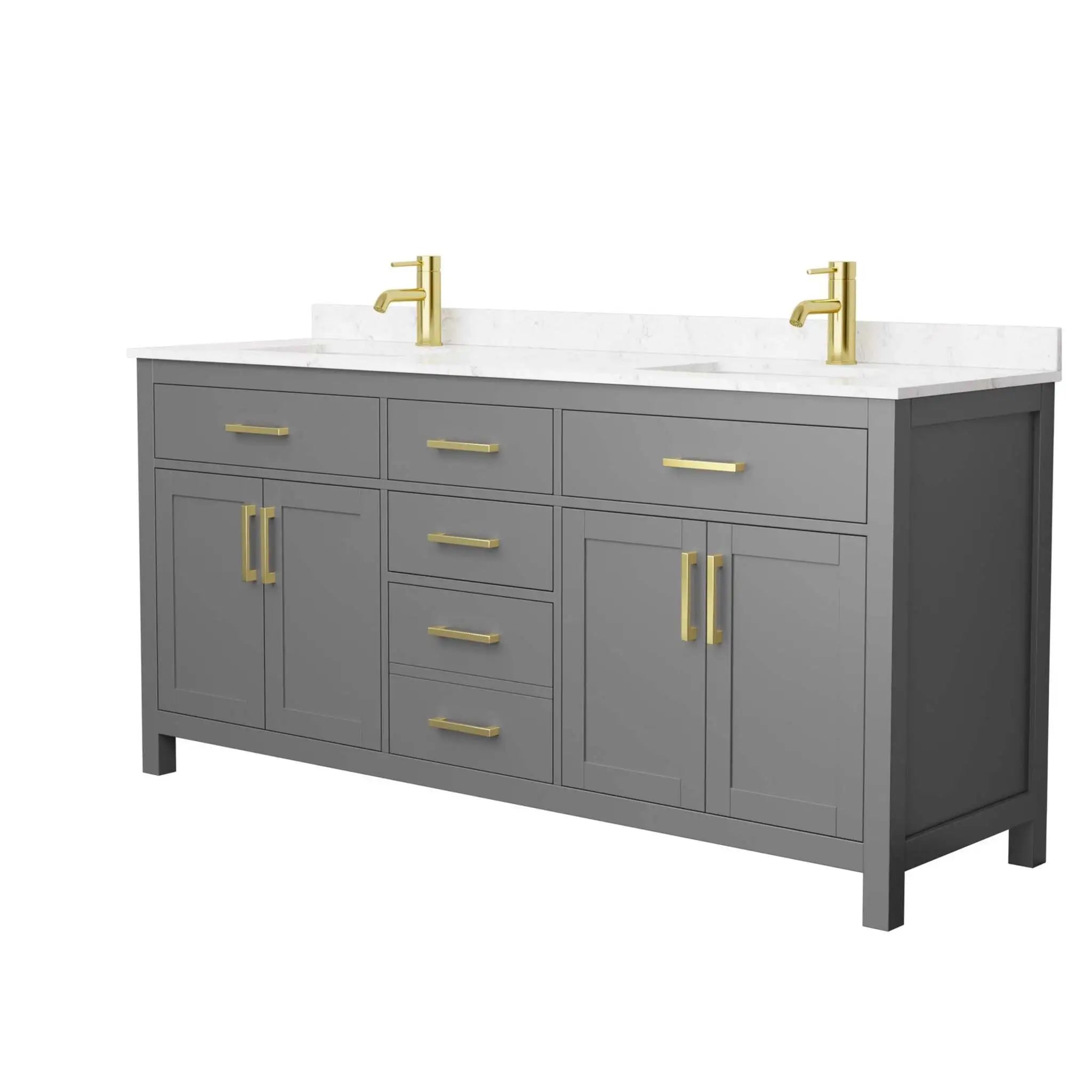 72" Beckett Double Bathroom Vanity in Dark Gray with Brushed Gold Trim by Wyndham