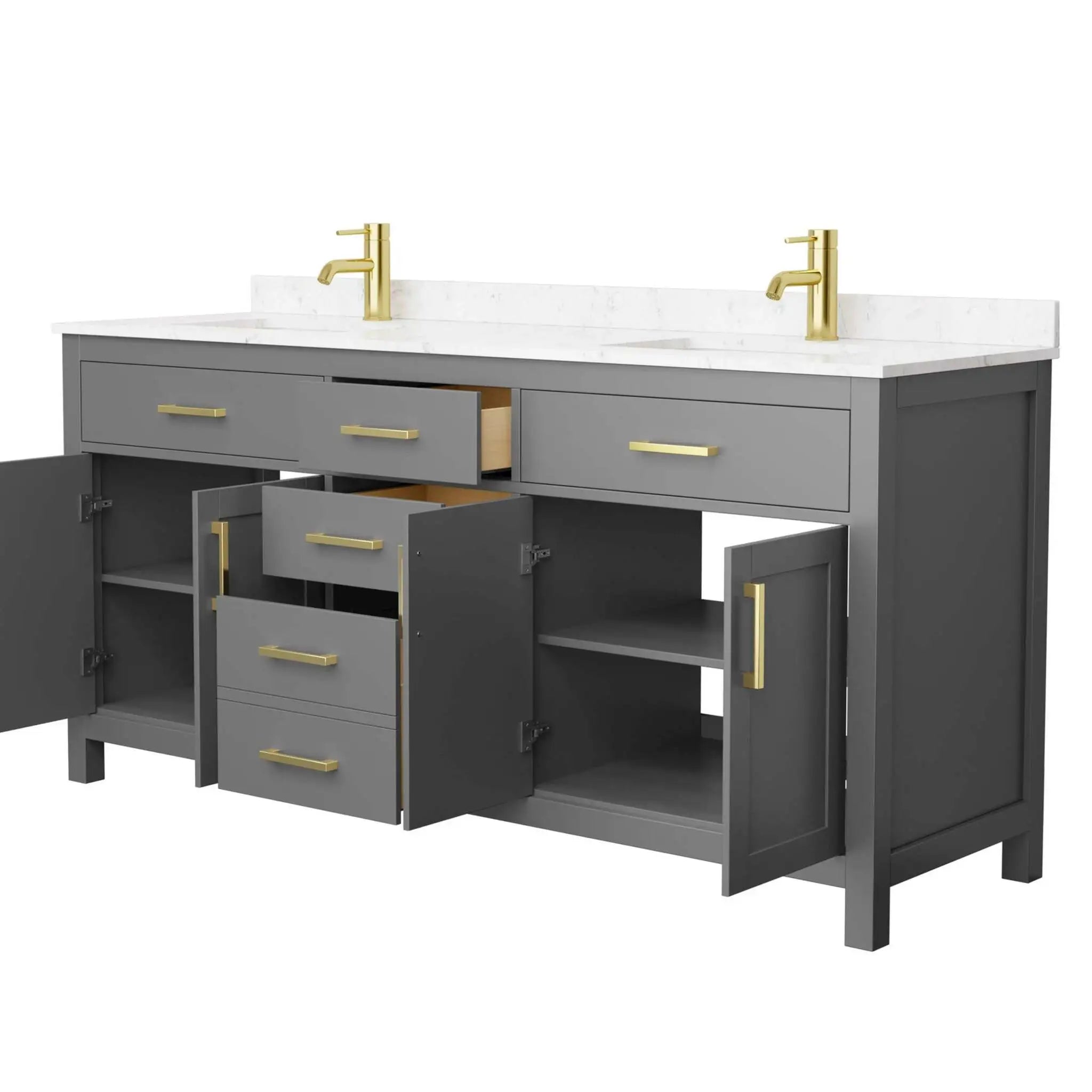 72" Beckett Double Bathroom Vanity in Dark Gray with Brushed Gold Trim by Wyndham