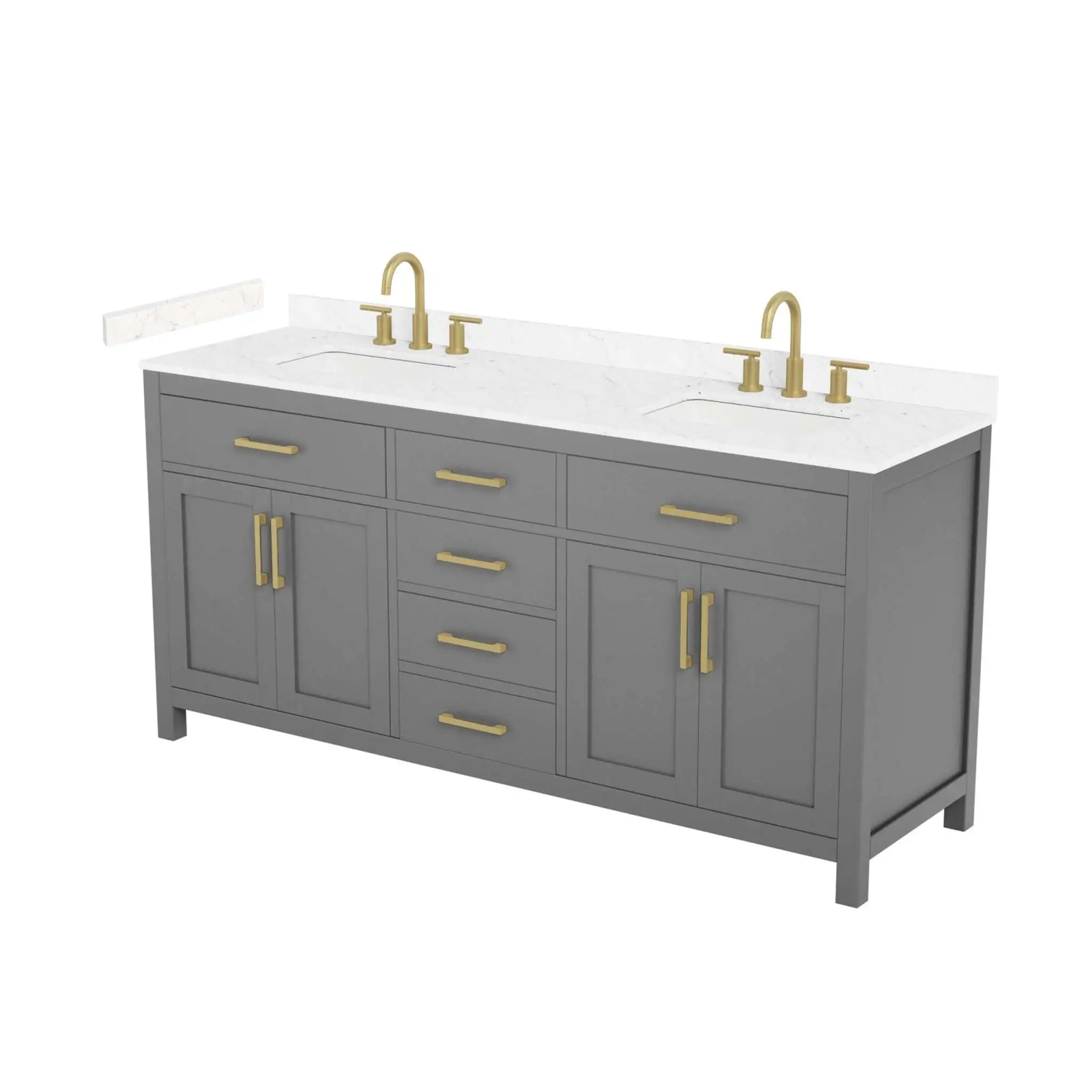 72" Beckett Double Bathroom Vanity in Dark Gray with Brushed Gold Trim by Wyndham