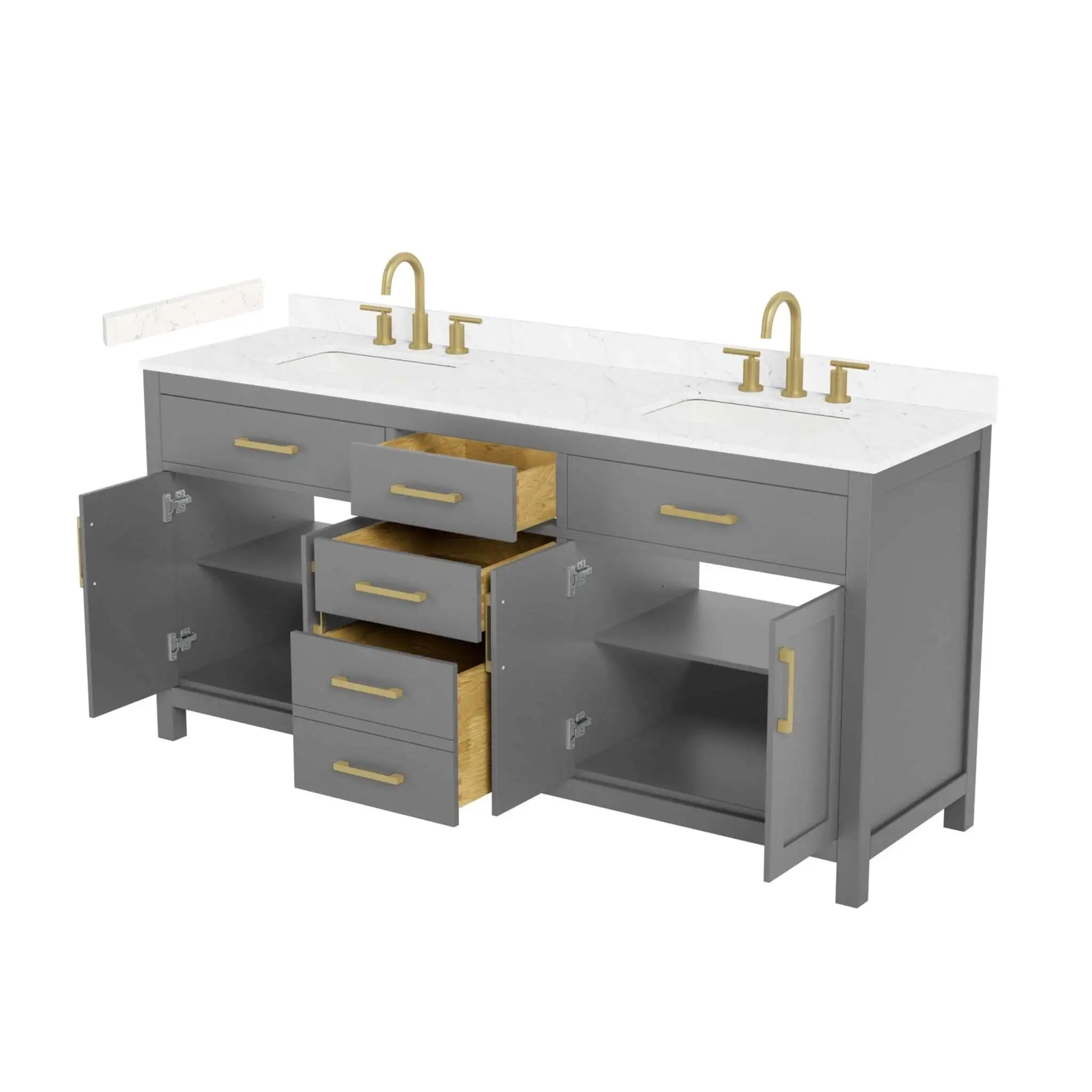 72" Beckett Double Bathroom Vanity in Dark Gray with Brushed Gold Trim by Wyndham