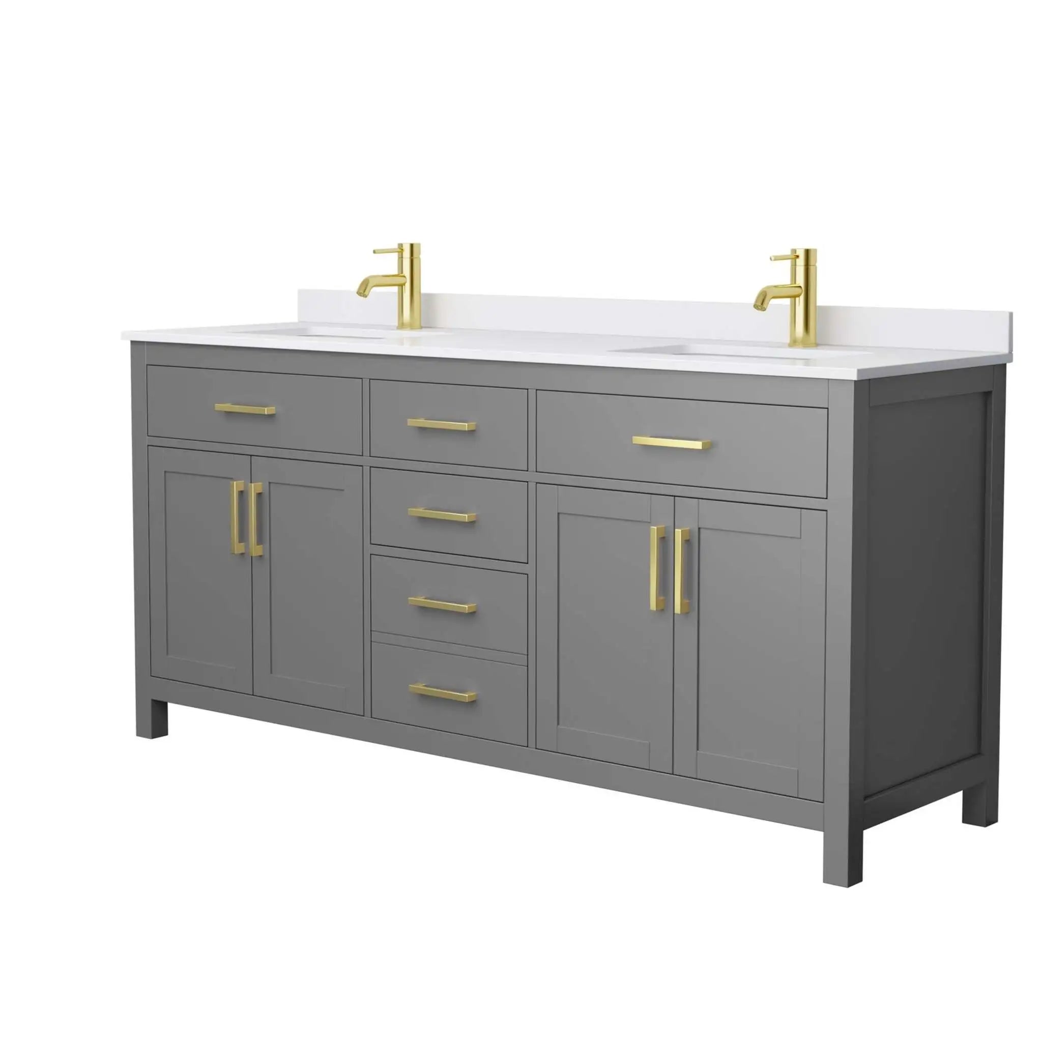 72" Beckett Double Bathroom Vanity in Dark Gray with Brushed Gold Trim by Wyndham