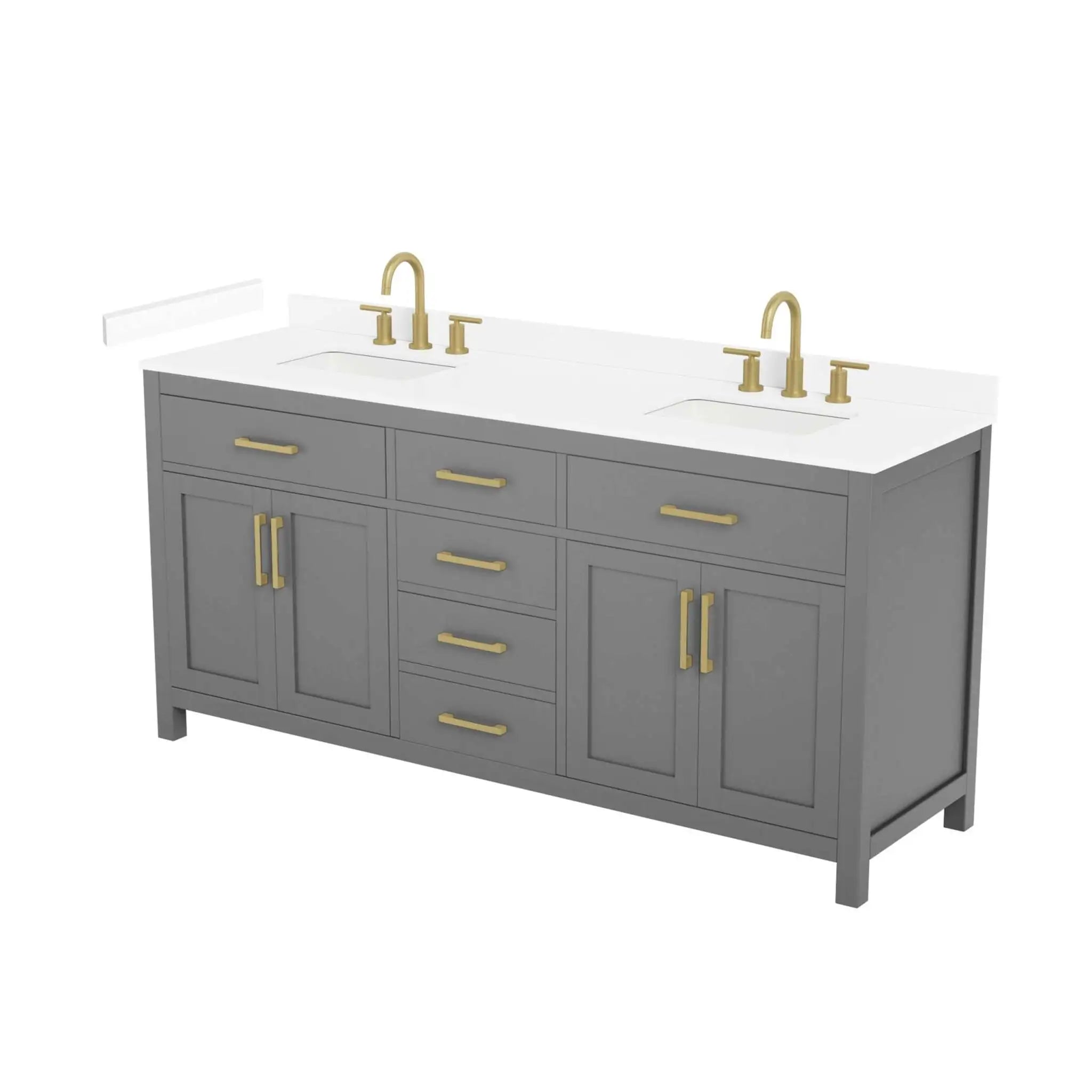 72" Beckett Double Bathroom Vanity in Dark Gray with Brushed Gold Trim by Wyndham