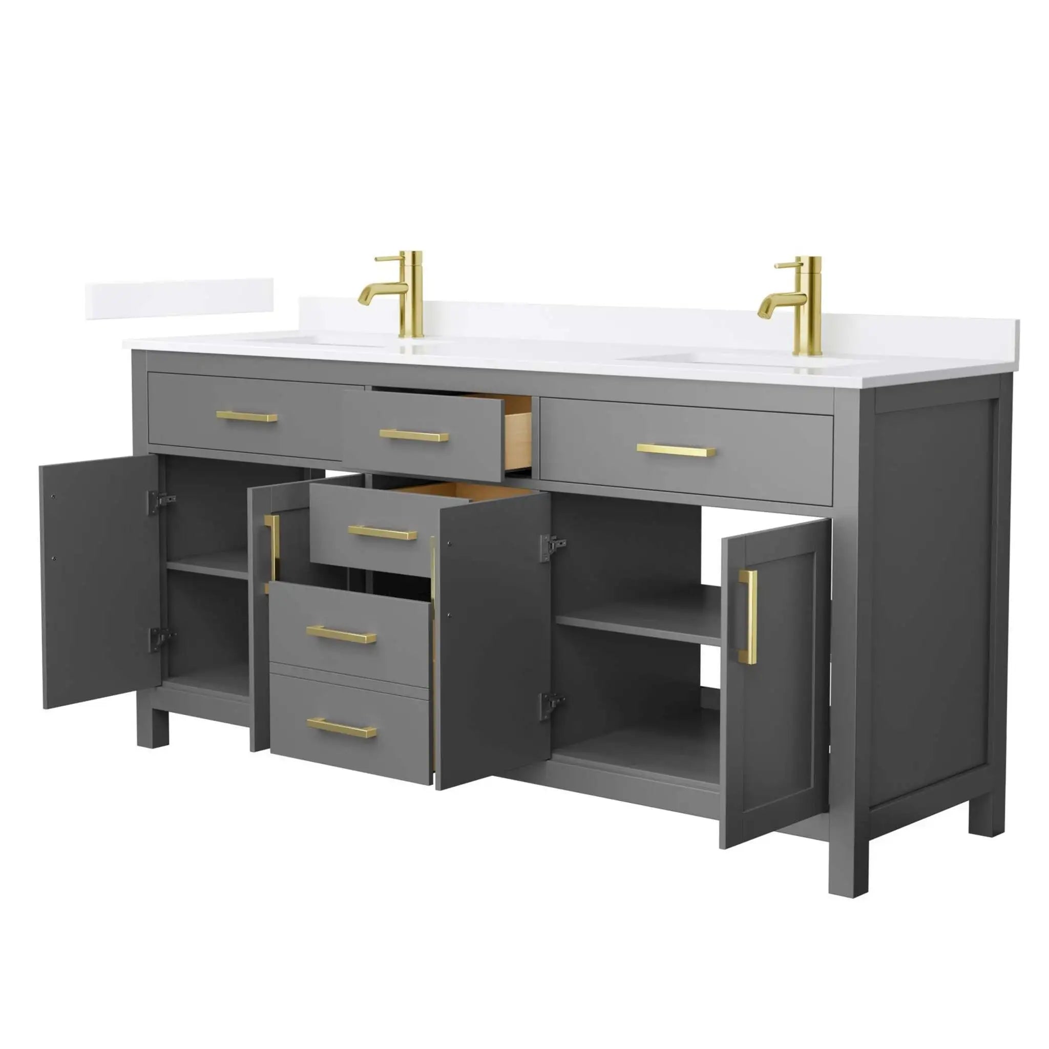 72" Beckett Double Bathroom Vanity in Dark Gray with Brushed Gold Trim by Wyndham