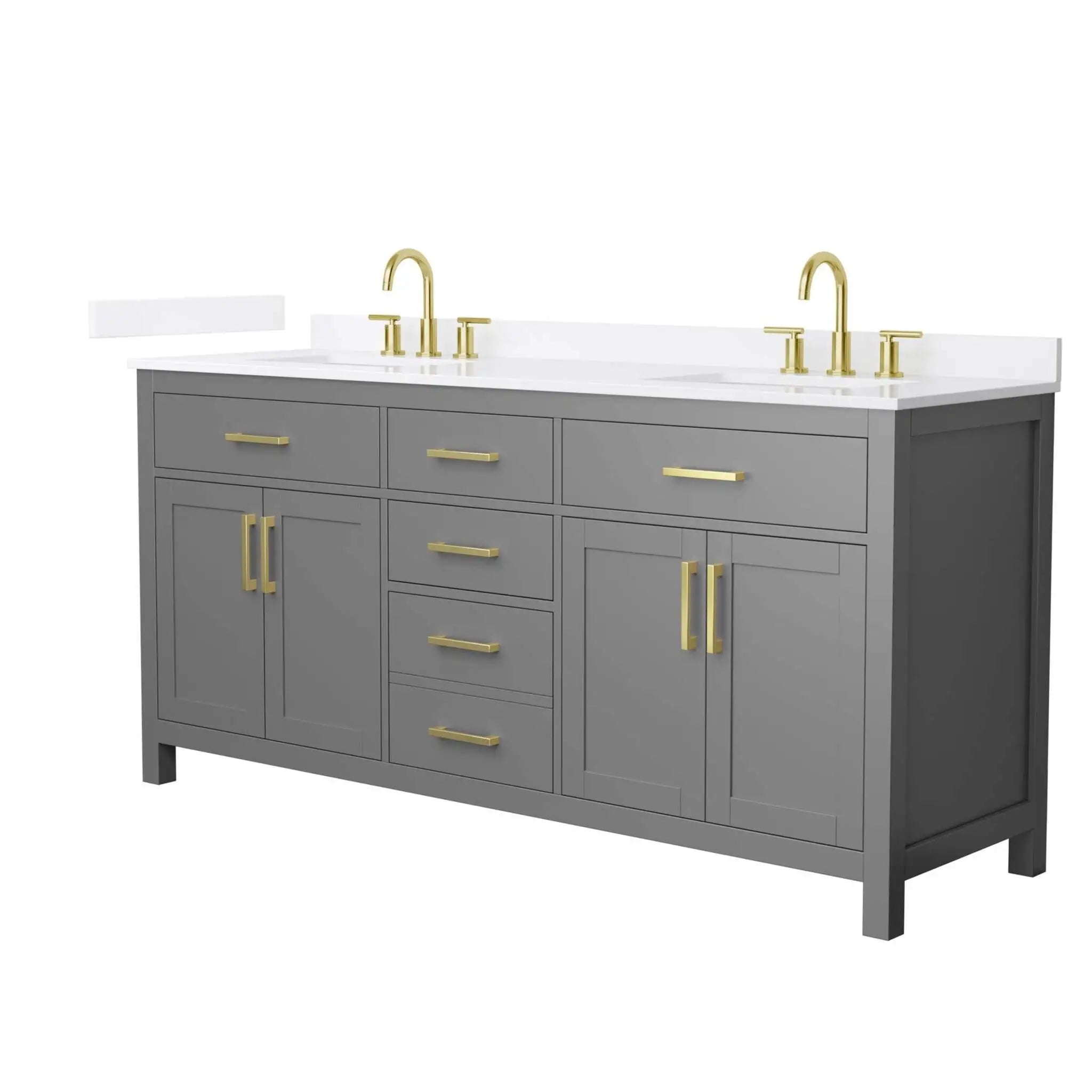 72" Beckett Double Bathroom Vanity in Dark Gray with Brushed Gold Trim by Wyndham