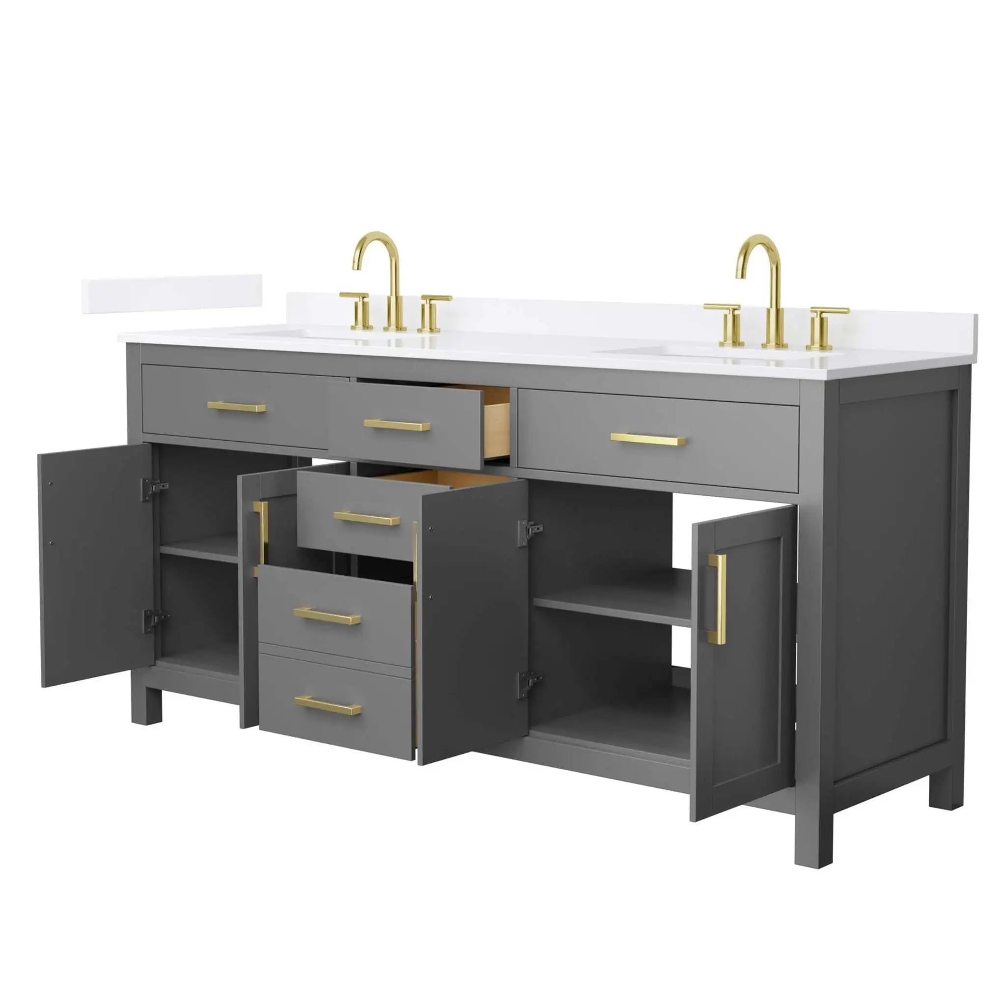 72" Beckett Double Bathroom Vanity in Dark Gray with Brushed Gold Trim by Wyndham