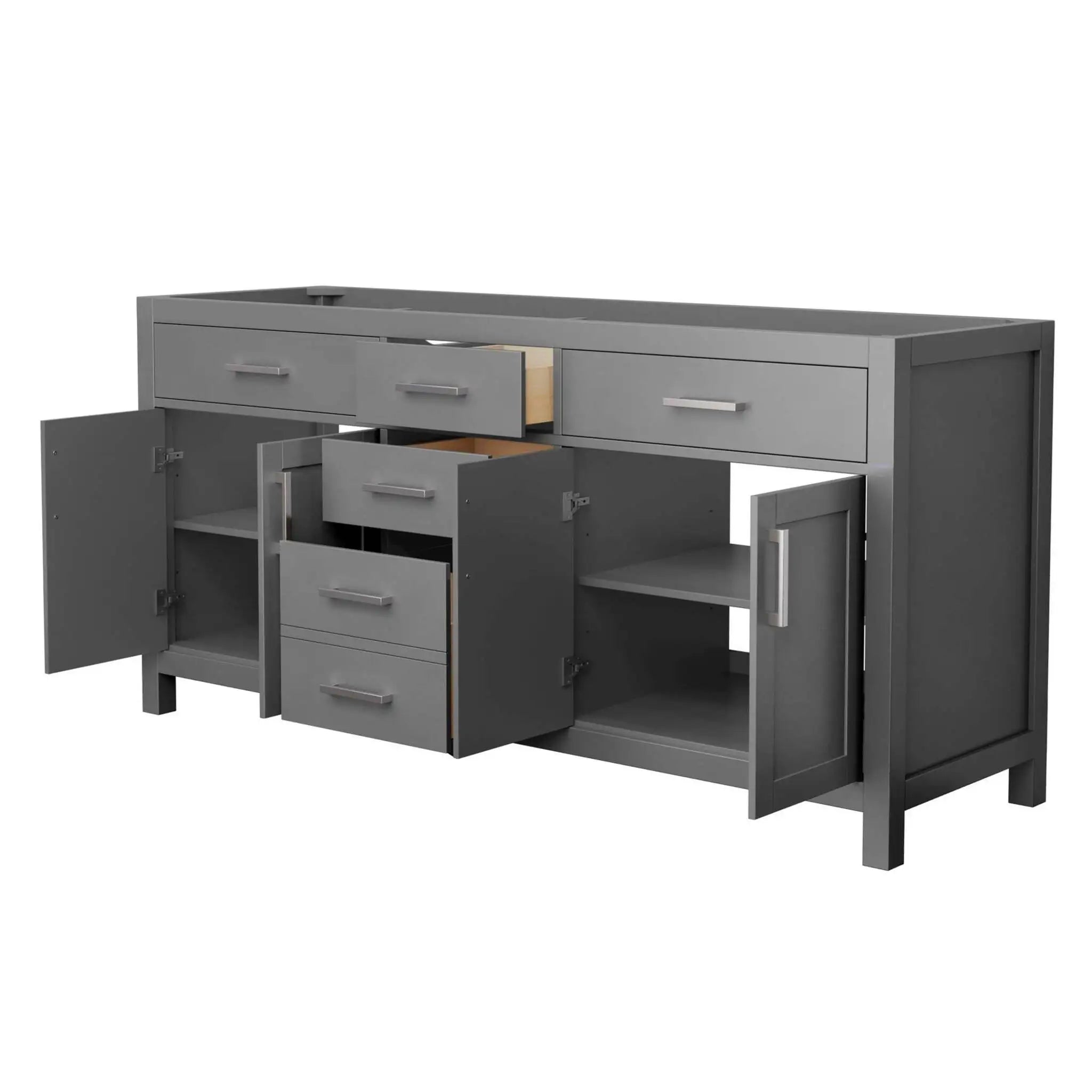 72" Beckett Double Bathroom Vanity in Dark Gray with Brushed Nickel Trim by Wyndham