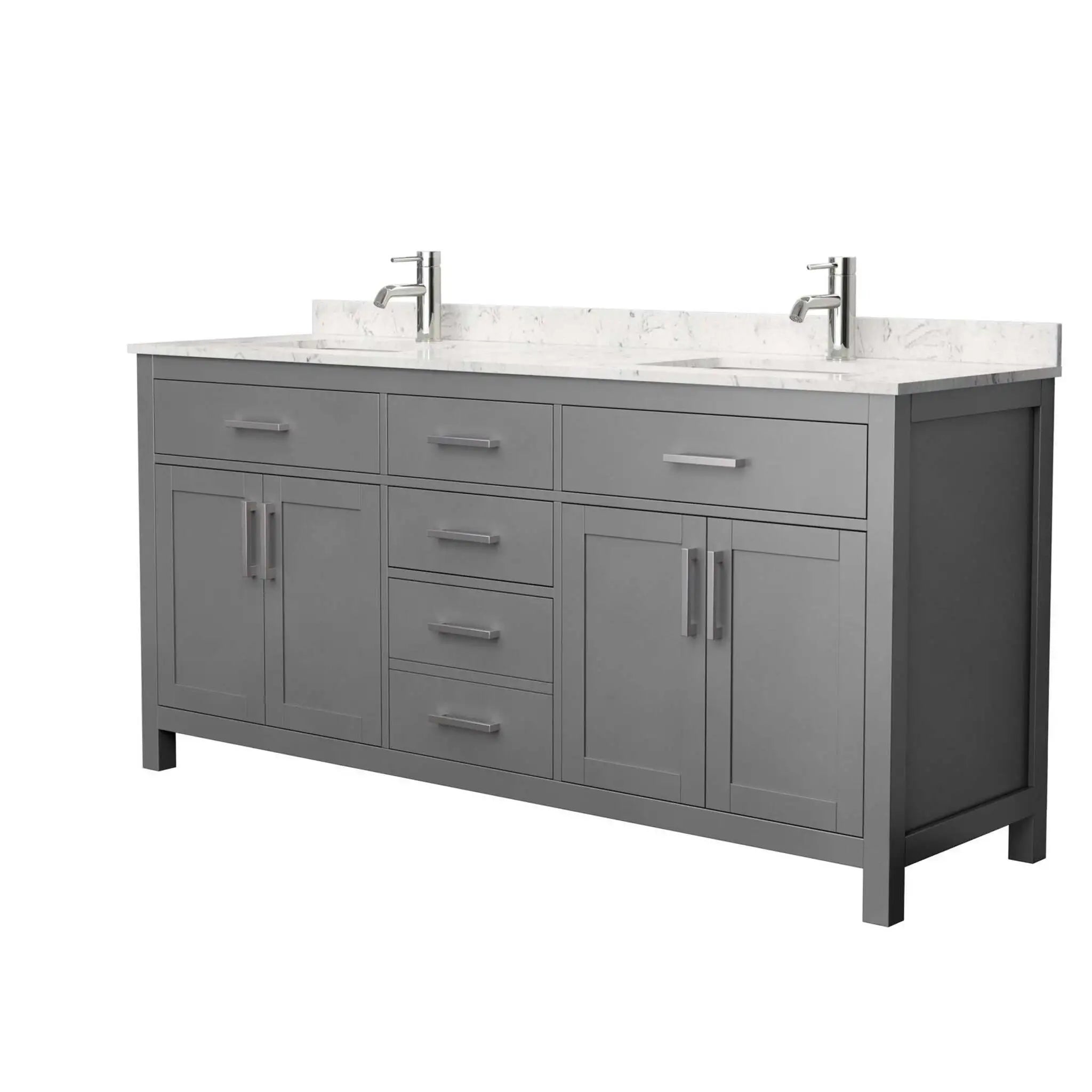 72" Beckett Double Bathroom Vanity in Dark Gray with Brushed Nickel Trim by Wyndham