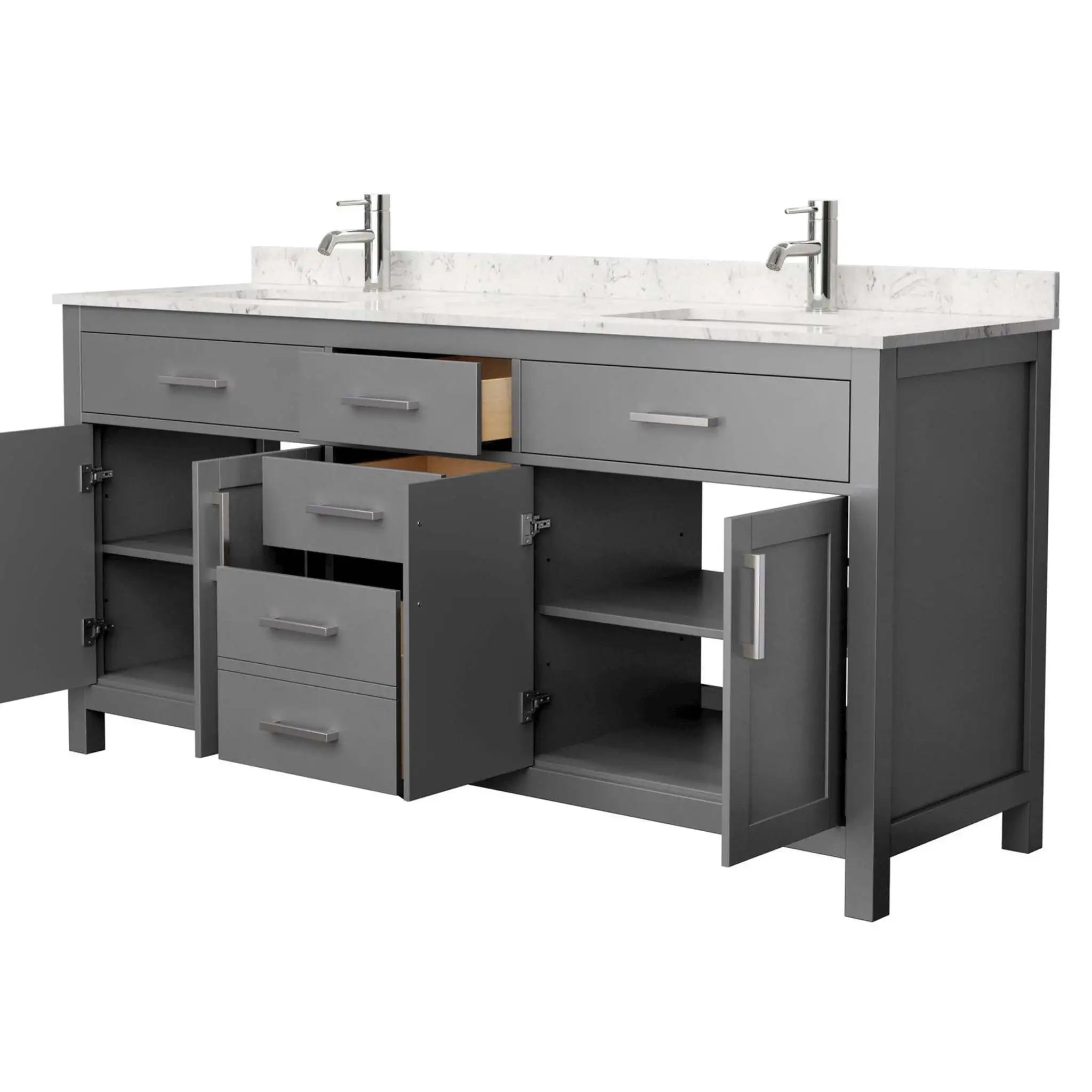 72" Beckett Double Bathroom Vanity in Dark Gray with Brushed Nickel Trim by Wyndham