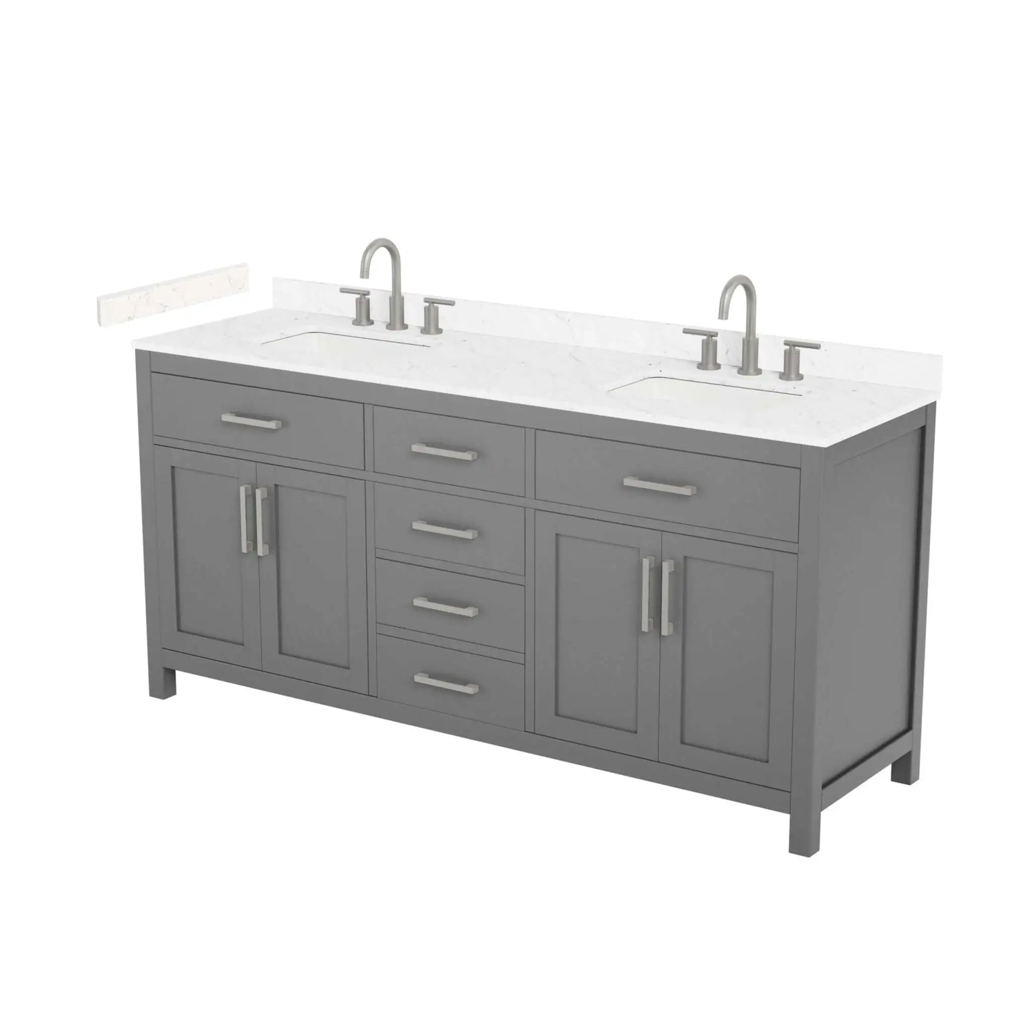 72" Beckett Double Bathroom Vanity in Dark Gray with Brushed Nickel Trim by Wyndham