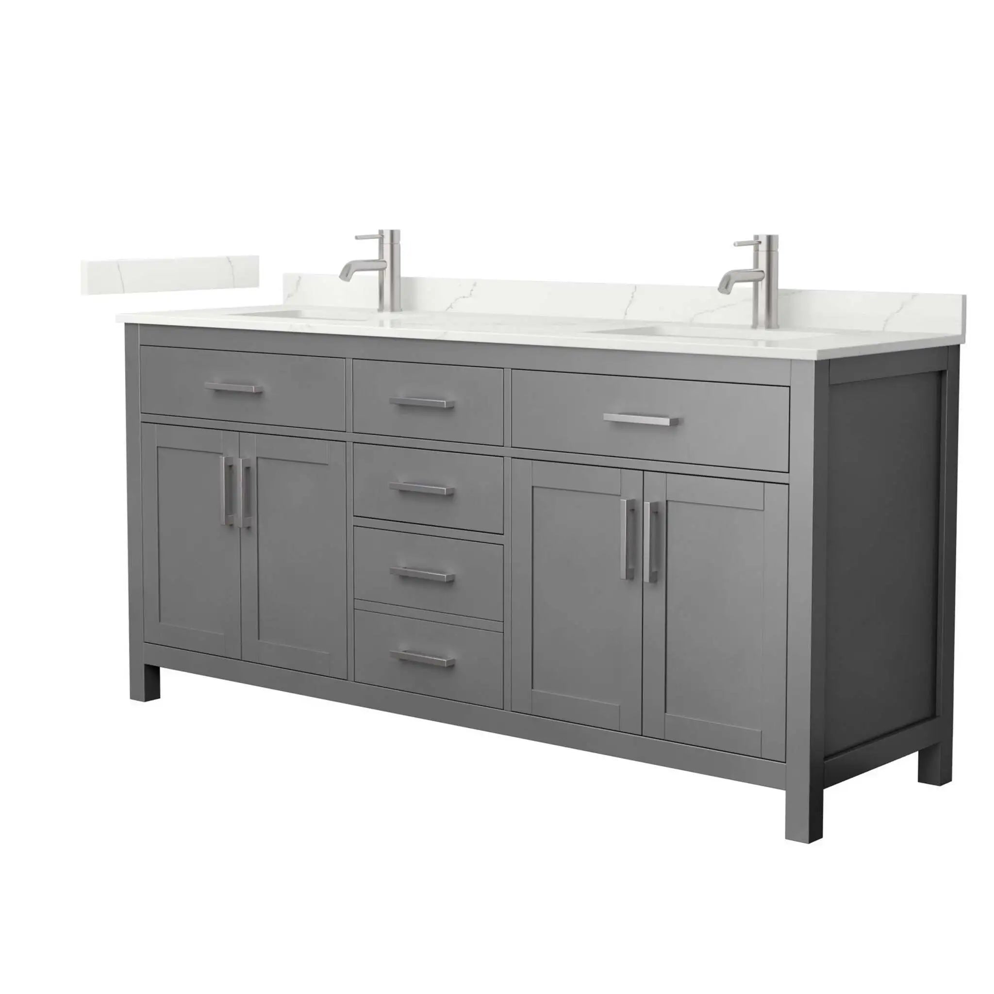 72" Beckett Double Bathroom Vanity in Dark Gray with Brushed Nickel Trim by Wyndham