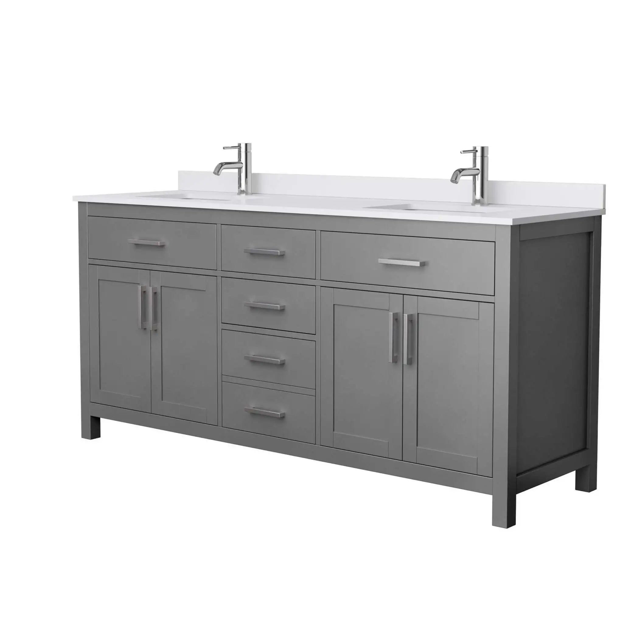 72" Beckett Double Bathroom Vanity in Dark Gray with Brushed Nickel Trim by Wyndham