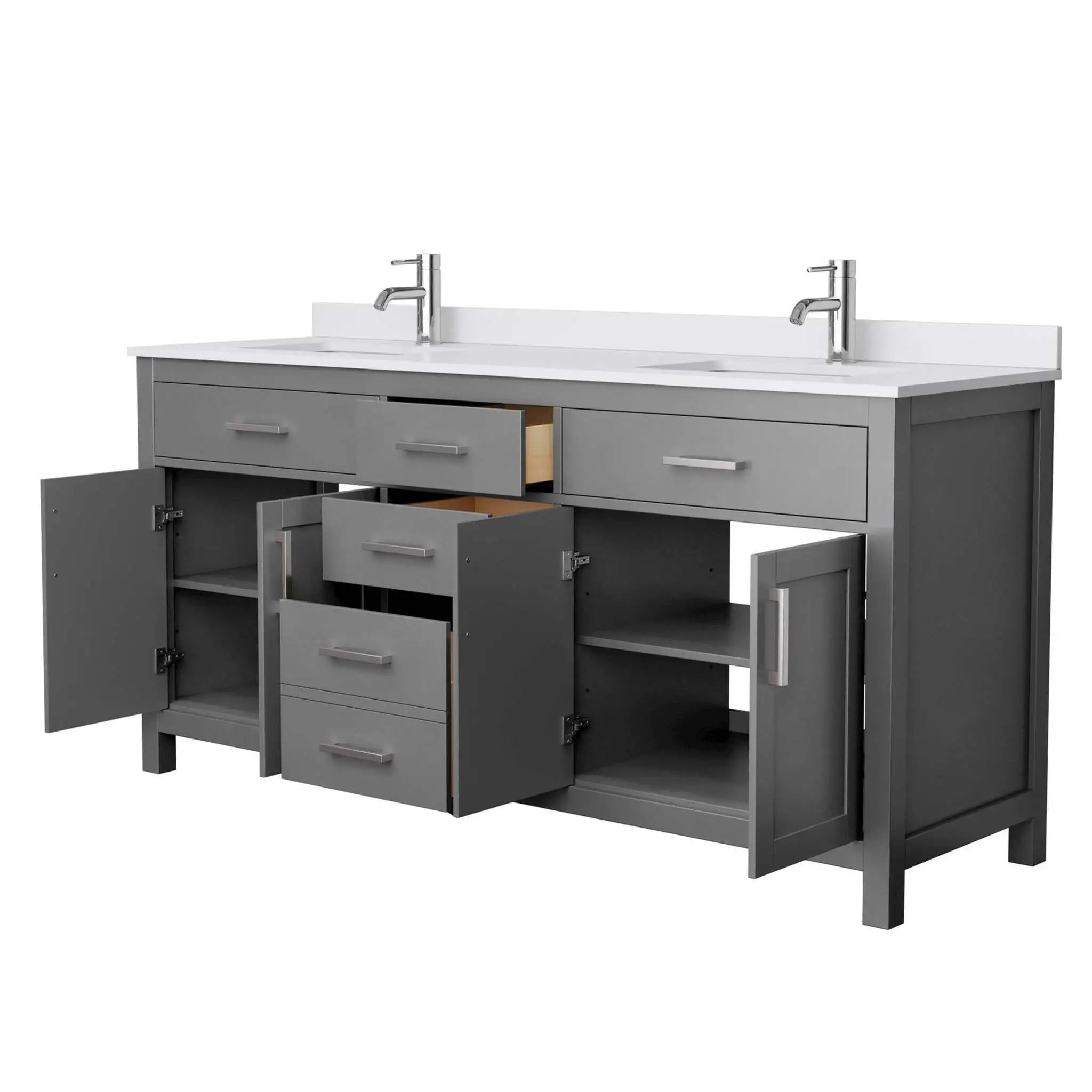 72" Beckett Double Bathroom Vanity in Dark Gray with Brushed Nickel Trim by Wyndham