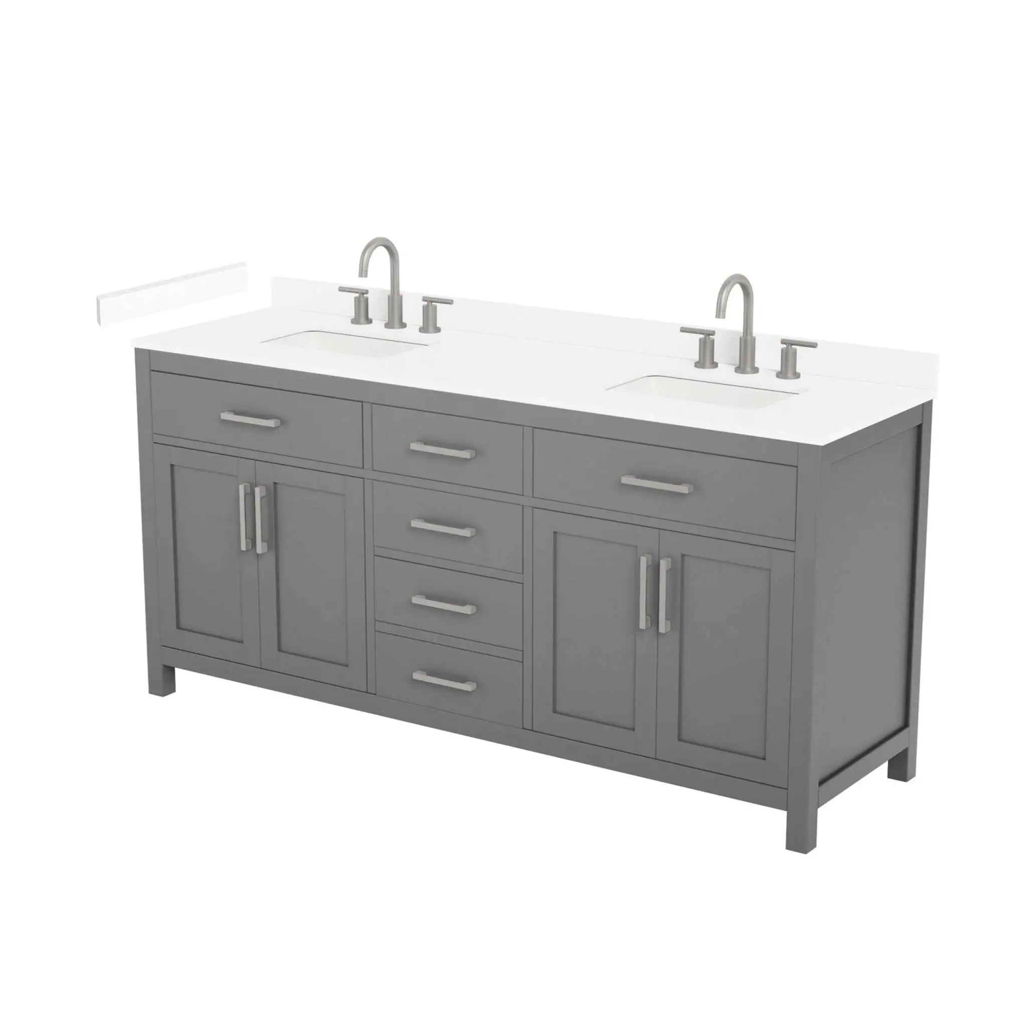 72" Beckett Double Bathroom Vanity in Dark Gray with Brushed Nickel Trim by Wyndham