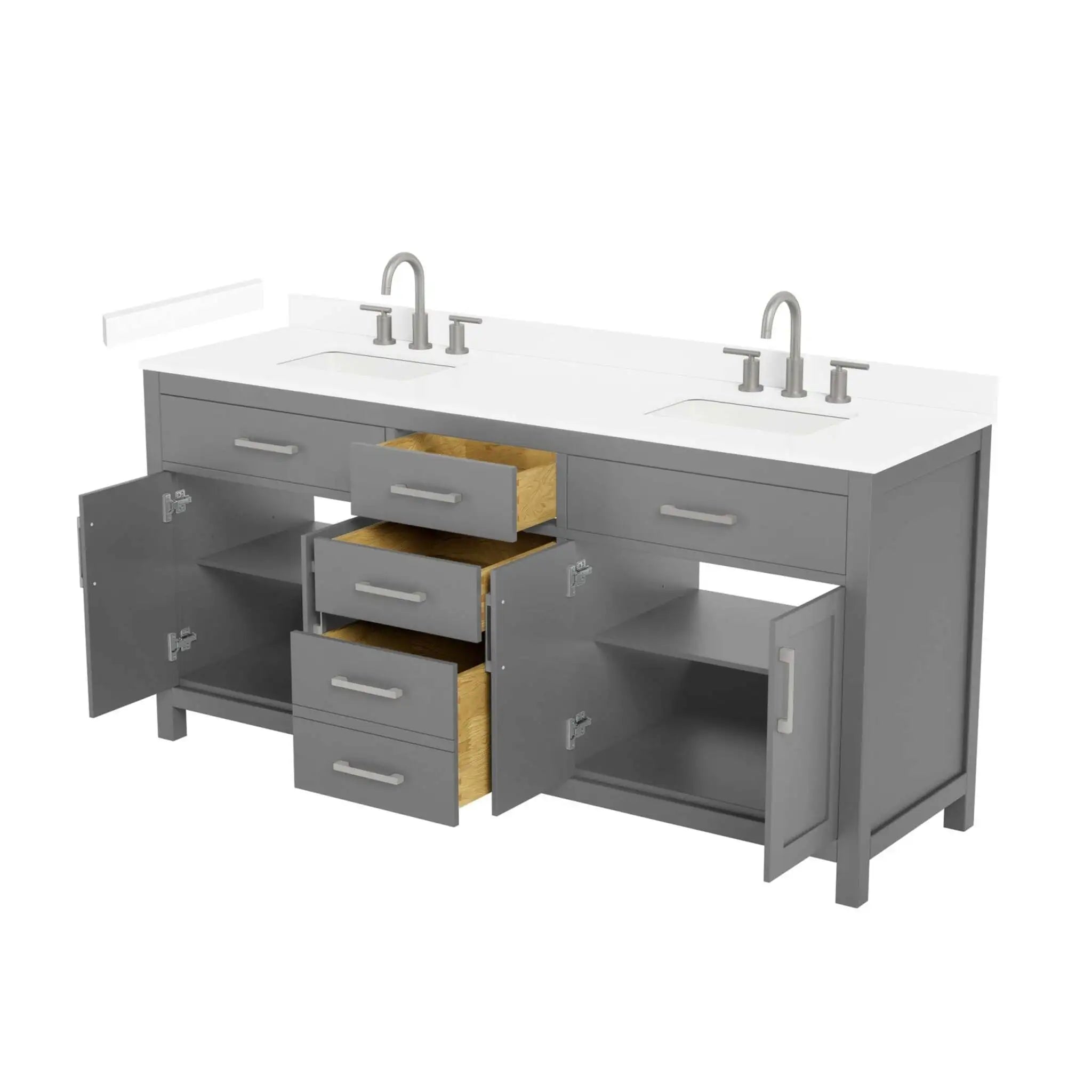 72" Beckett Double Bathroom Vanity in Dark Gray with Brushed Nickel Trim by Wyndham