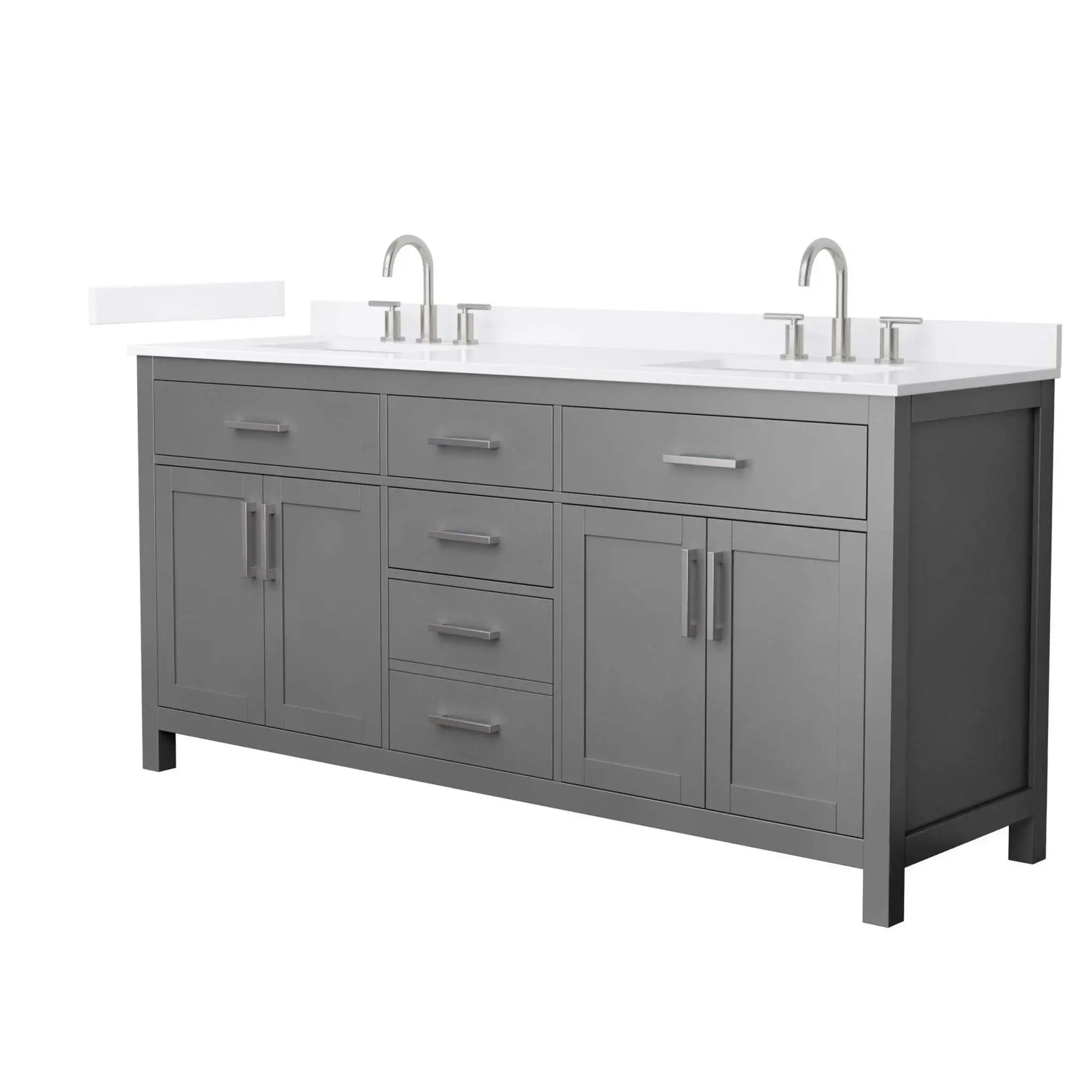72" Beckett Double Bathroom Vanity in Dark Gray with Brushed Nickel Trim by Wyndham