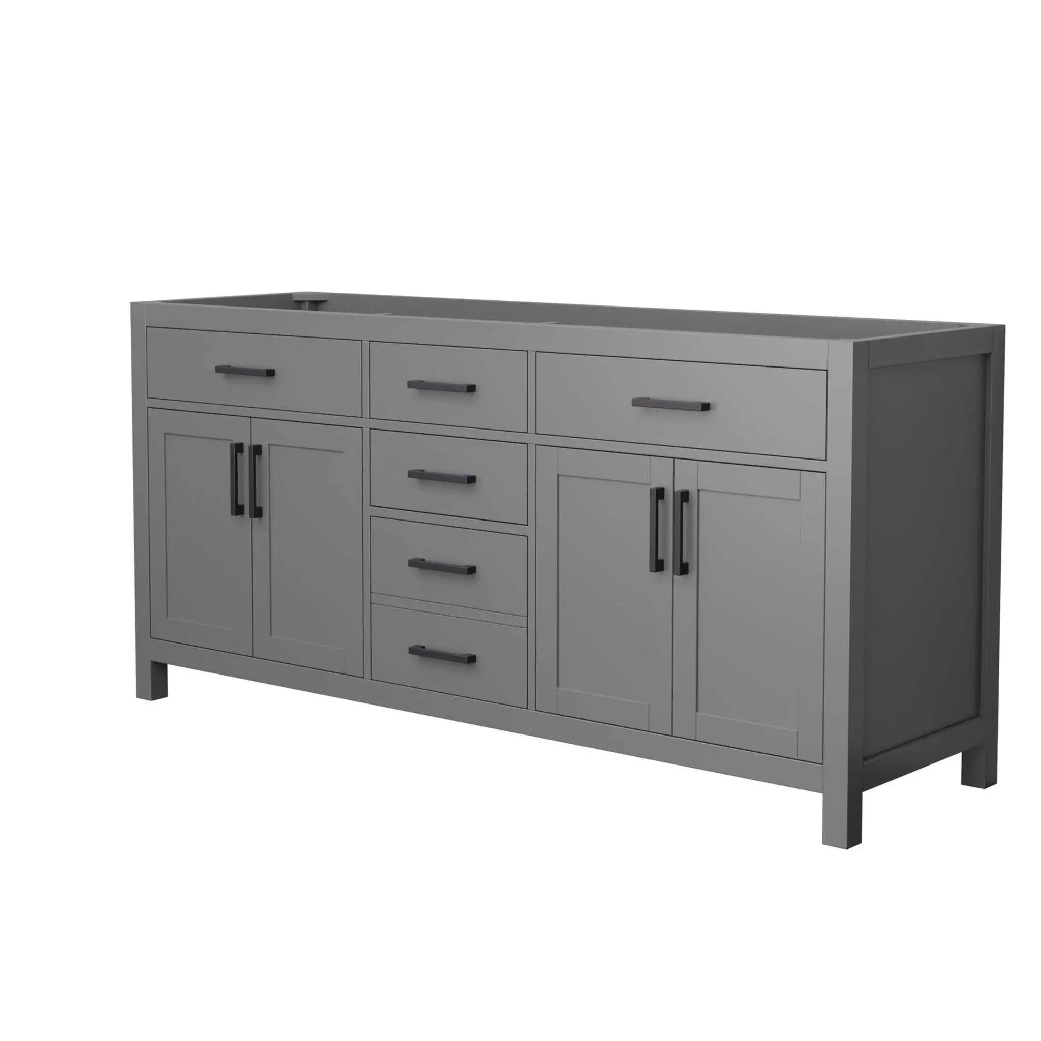 72" Beckett Double Bathroom Vanity in Dark Gray with Matte Black Trim by Wyndham