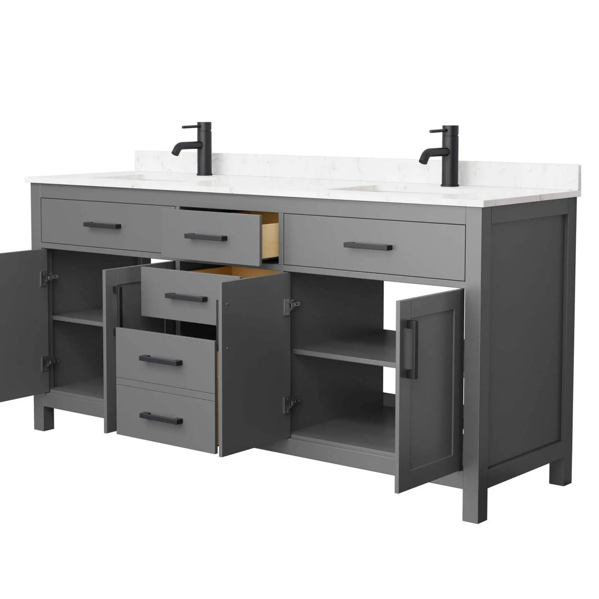 72" Beckett Double Bathroom Vanity in Dark Gray with Matte Black Trim by Wyndham
