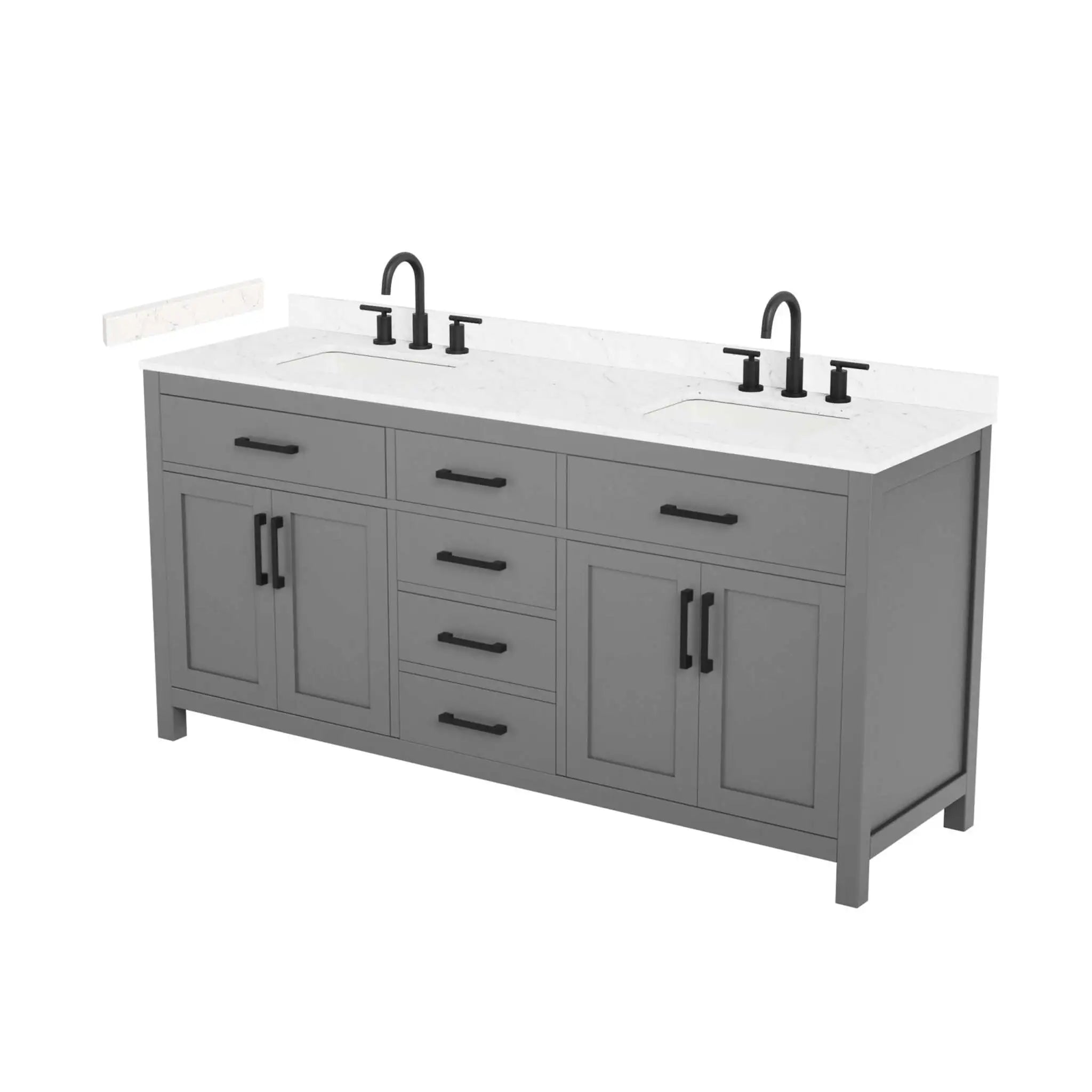 72" Beckett Double Bathroom Vanity in Dark Gray with Matte Black Trim by Wyndham