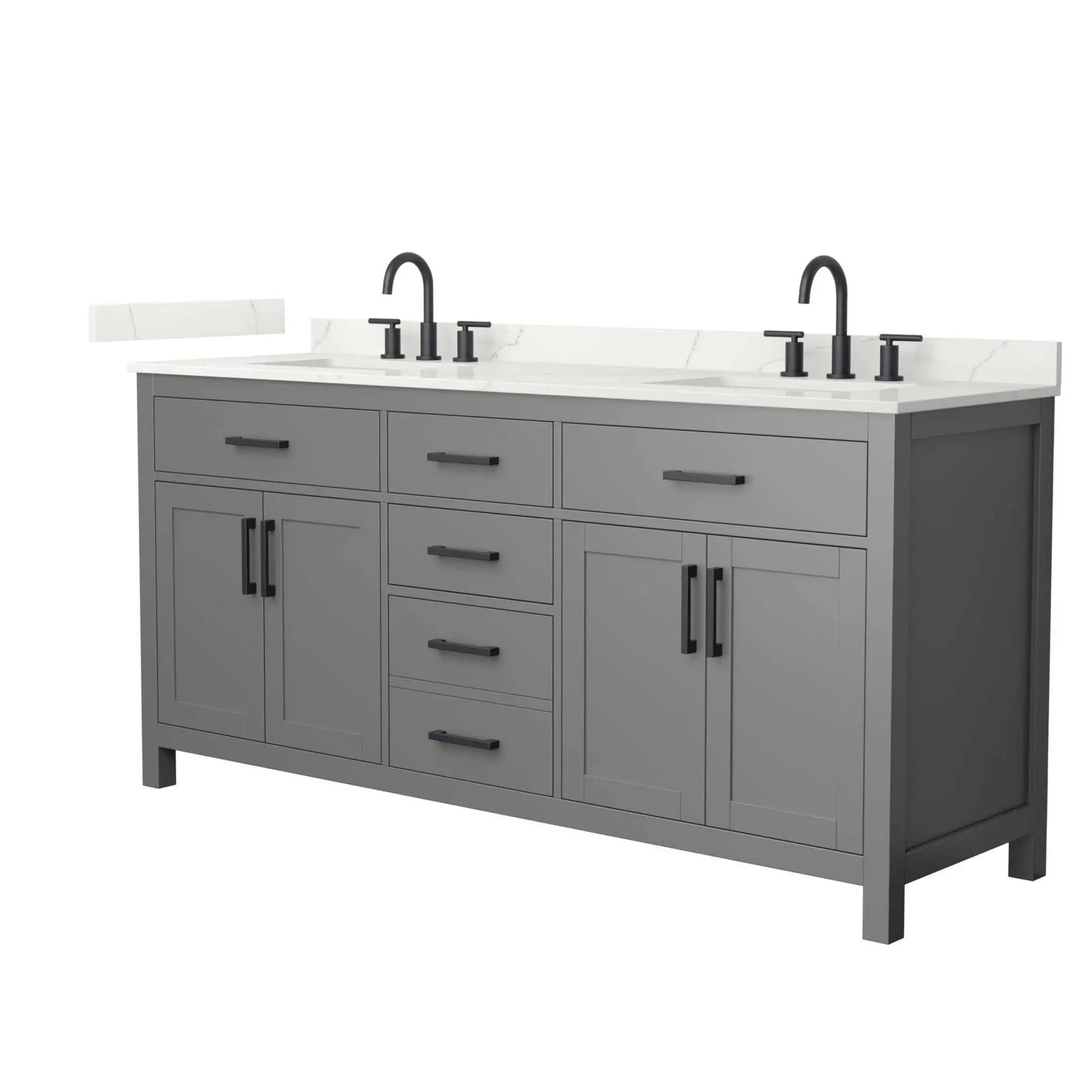 72" Beckett Double Bathroom Vanity in Dark Gray with Matte Black Trim by Wyndham