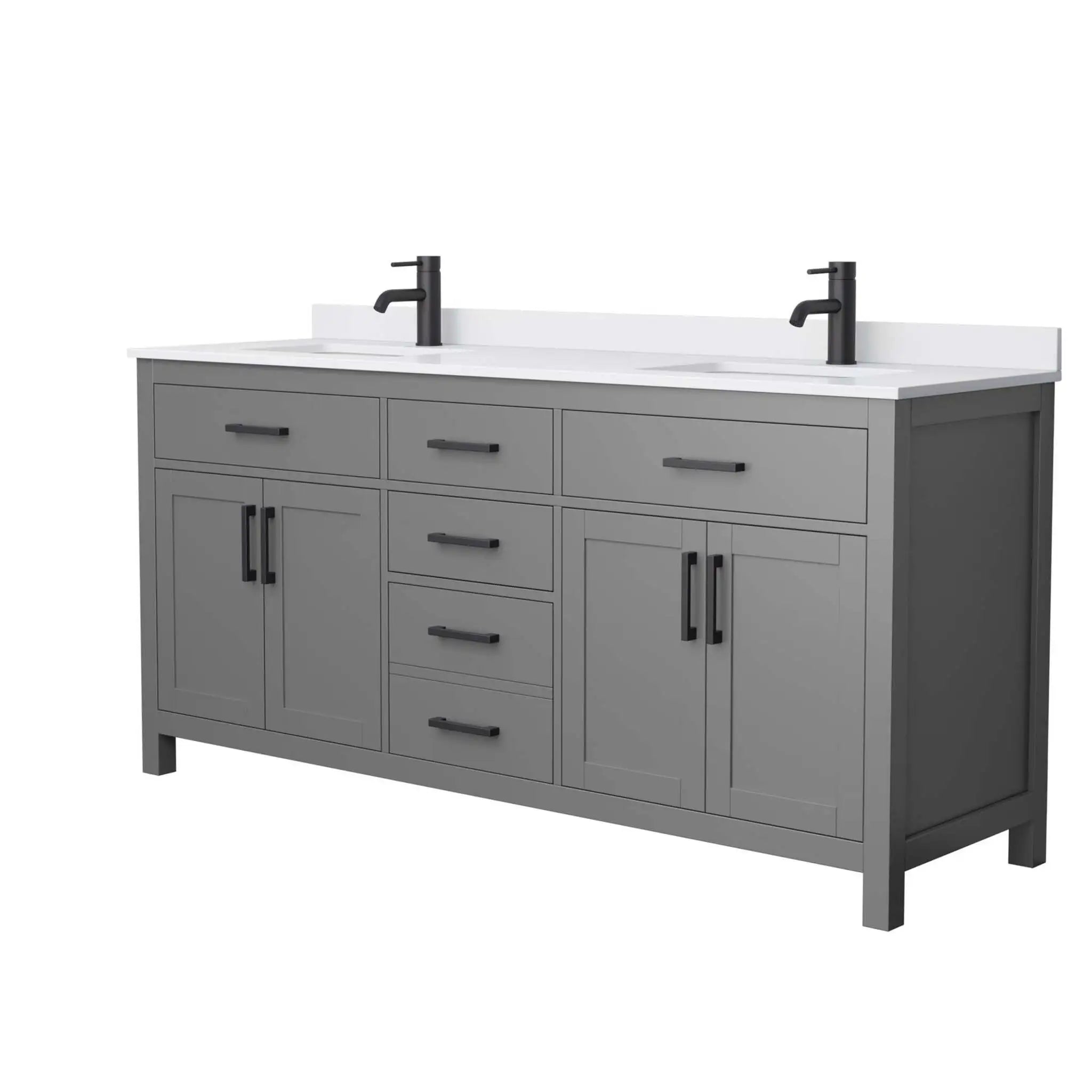 72" Beckett Double Bathroom Vanity in Dark Gray with Matte Black Trim by Wyndham