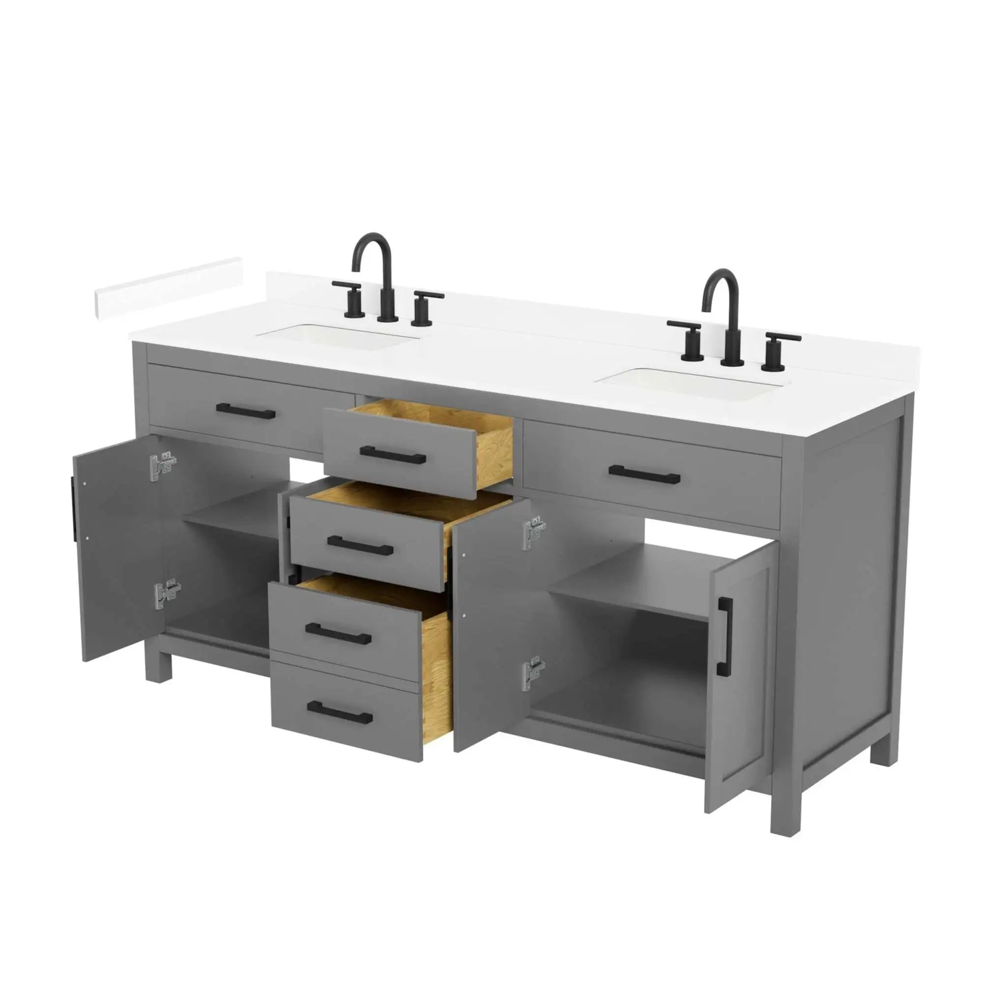 72" Beckett Double Bathroom Vanity in Dark Gray with Matte Black Trim by Wyndham