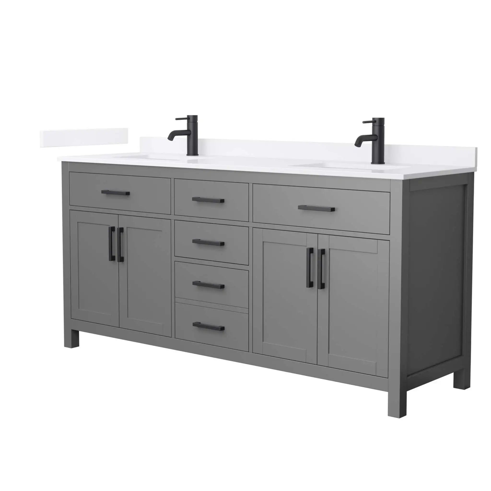 72" Beckett Double Bathroom Vanity in Dark Gray with Matte Black Trim by Wyndham