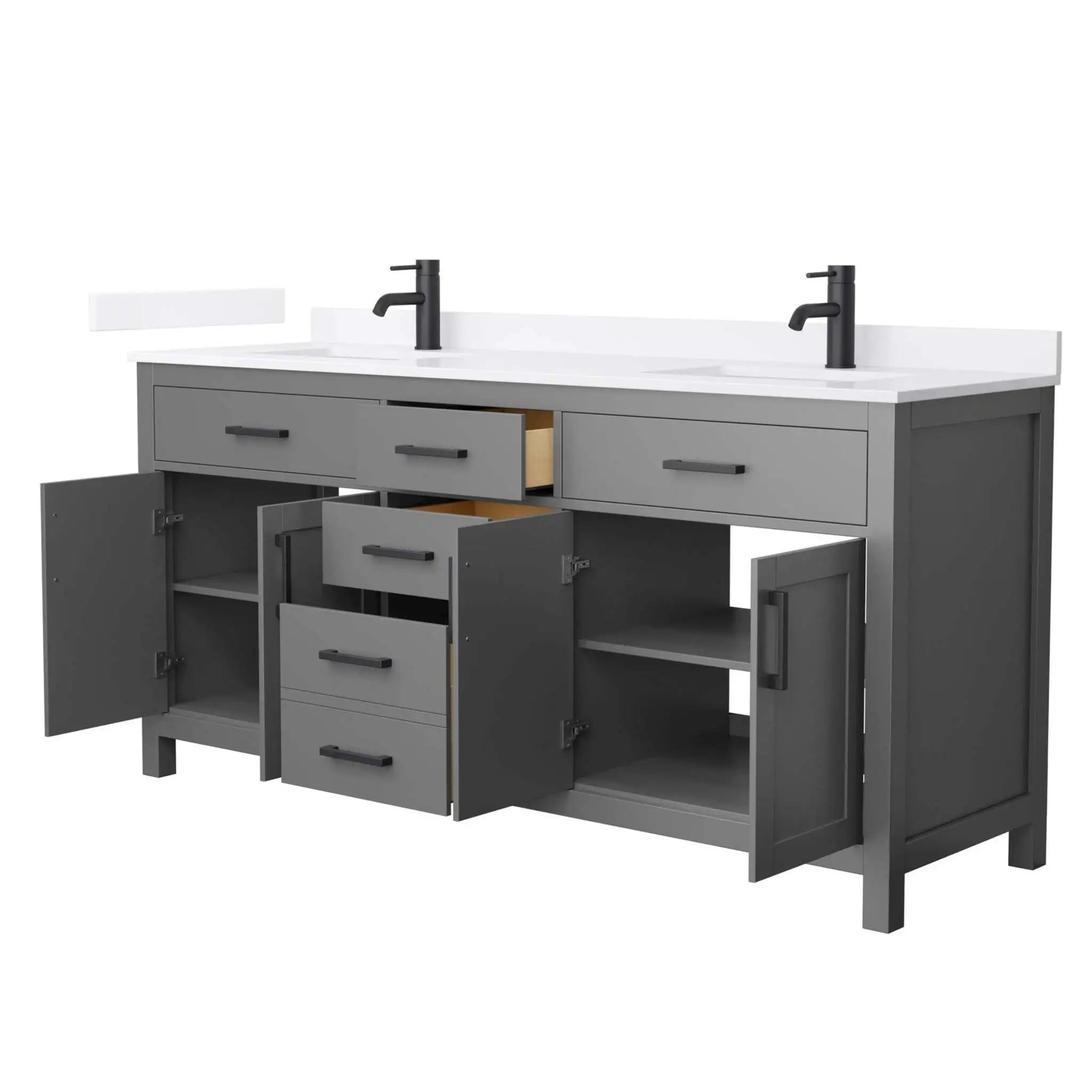 72" Beckett Double Bathroom Vanity in Dark Gray with Matte Black Trim by Wyndham