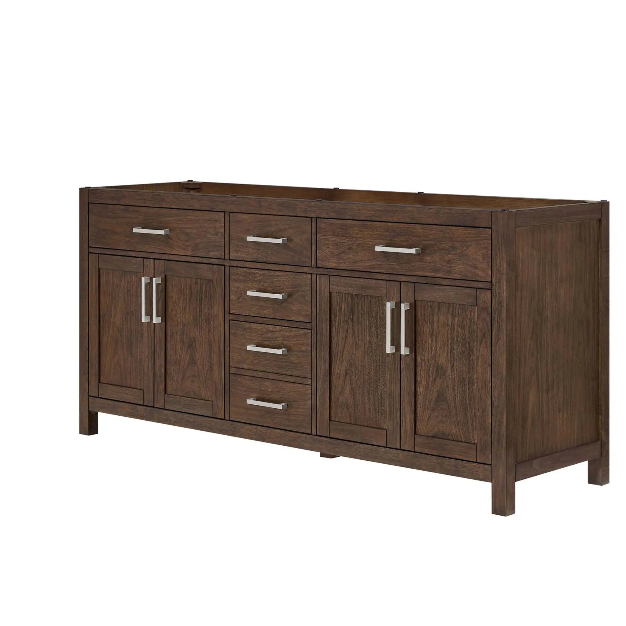 72" Beckett Double Bathroom Vanity in Dark Walnut with Brushed Nickel Trim by Wyndham