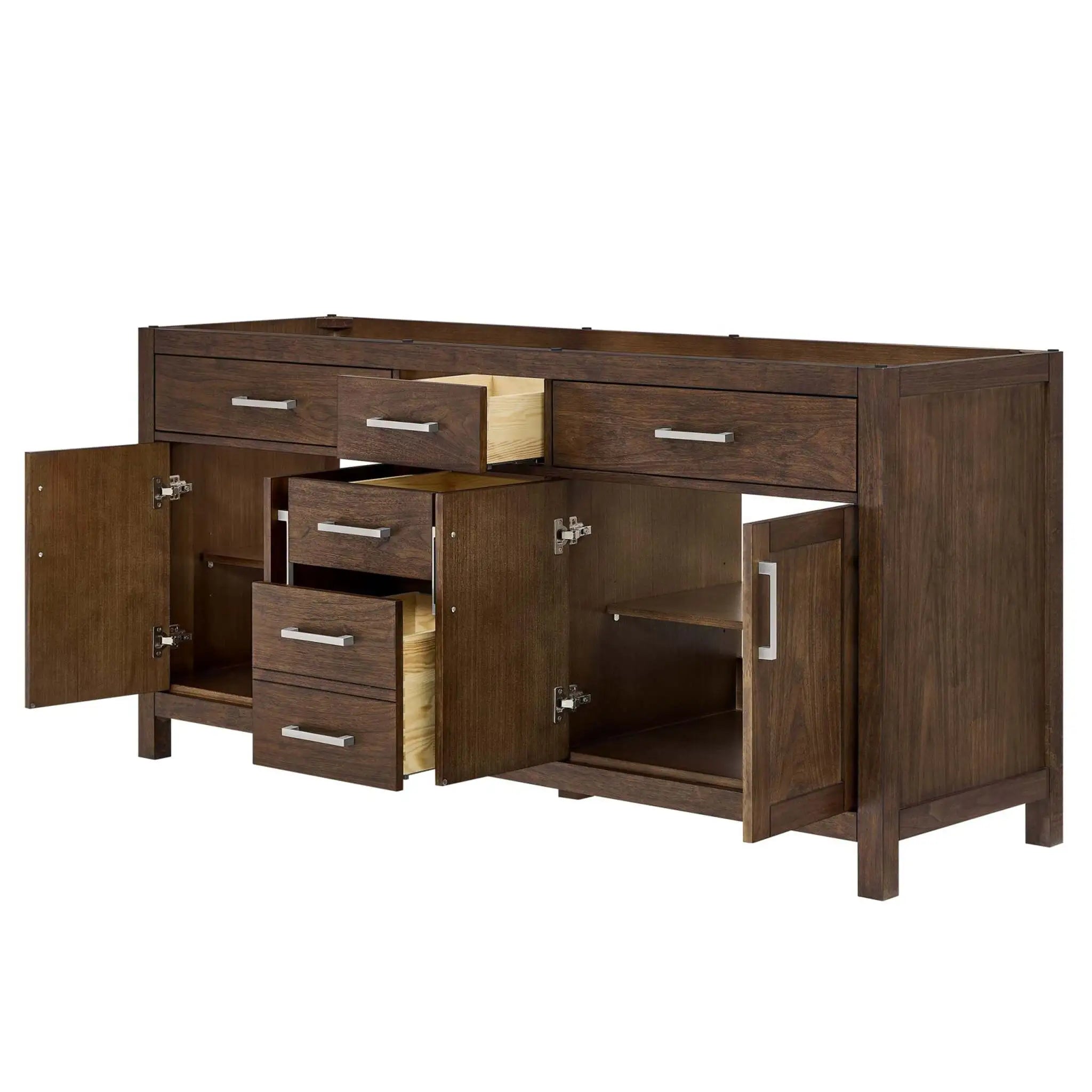 72" Beckett Double Bathroom Vanity in Dark Walnut with Brushed Nickel Trim by Wyndham