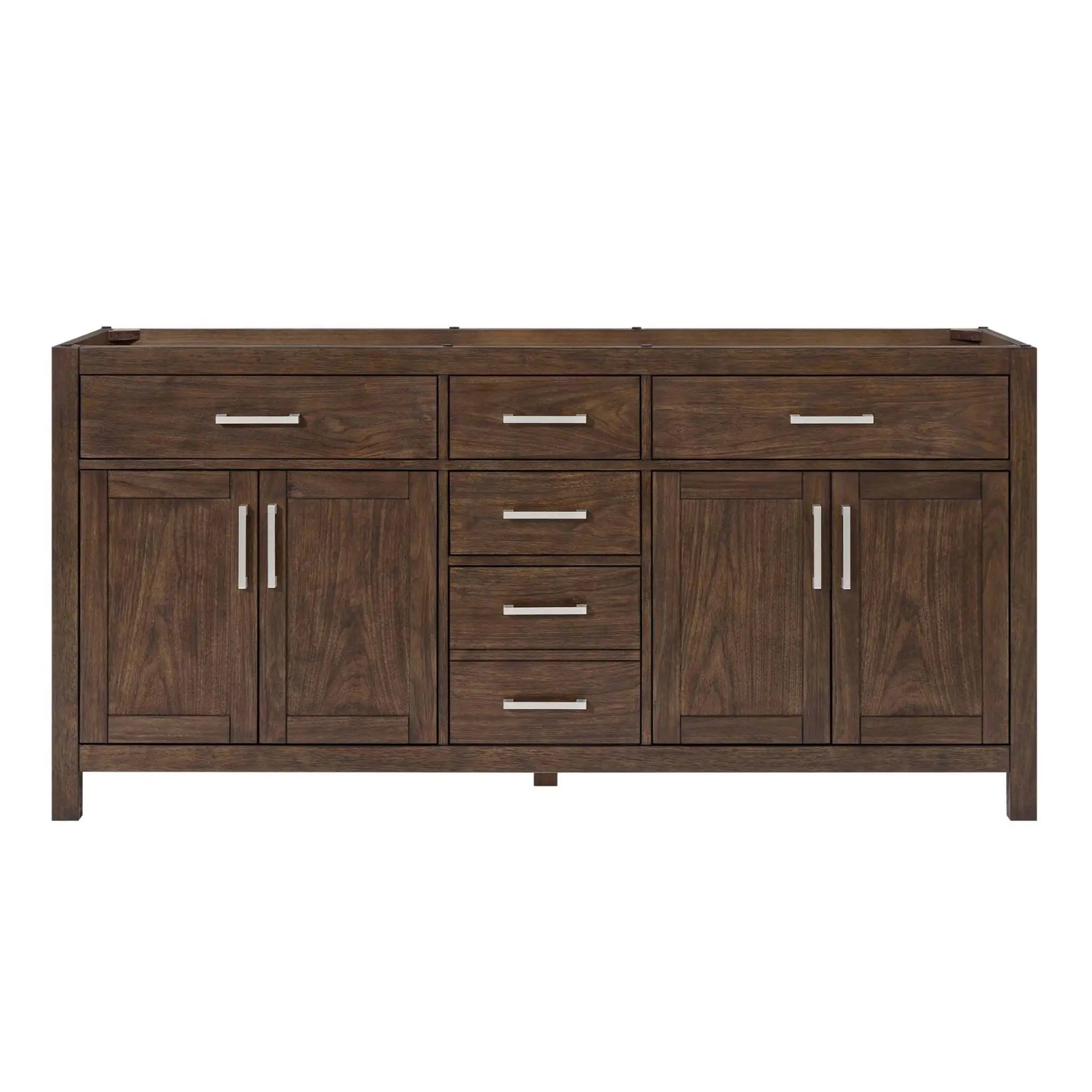 72" Beckett Double Bathroom Vanity in Dark Walnut with Brushed Nickel Trim by Wyndham