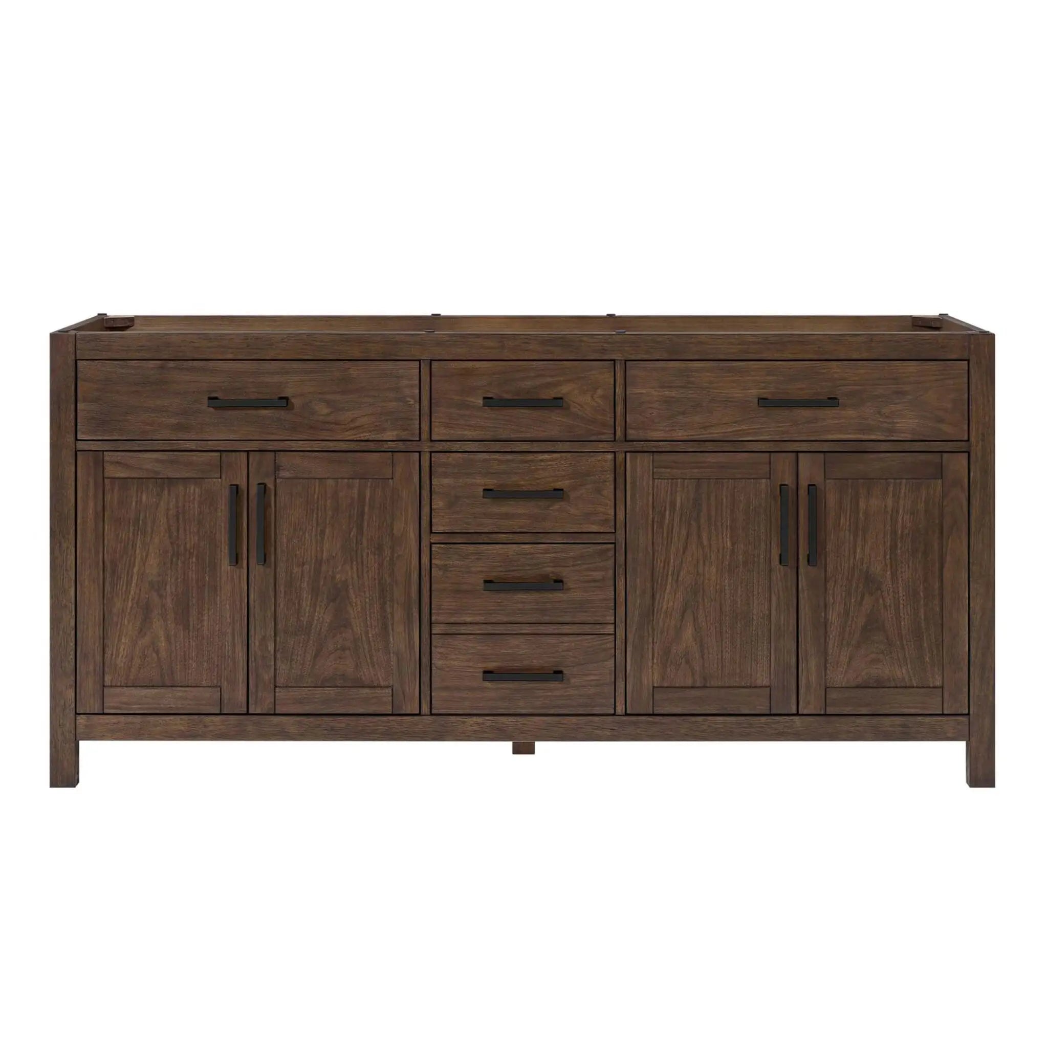 72" Beckett Double Bathroom Vanity in Dark Walnut with Matte Black Trim by Wyndham