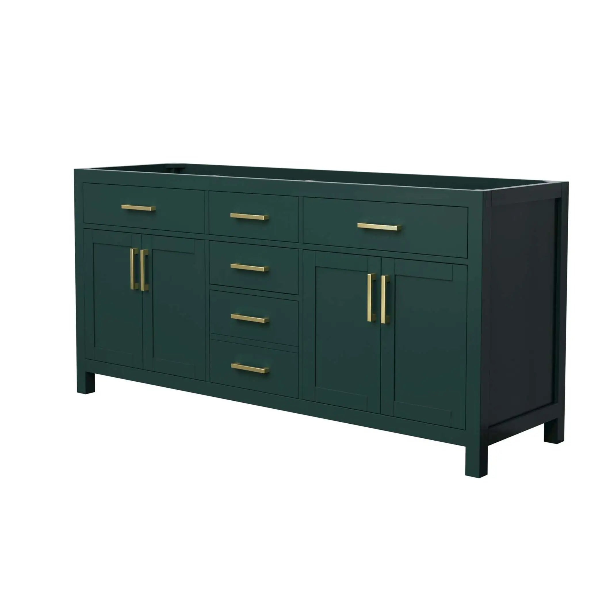 72" Beckett Double Bathroom Vanity in Green with Brushed Gold Trim by Wyndham