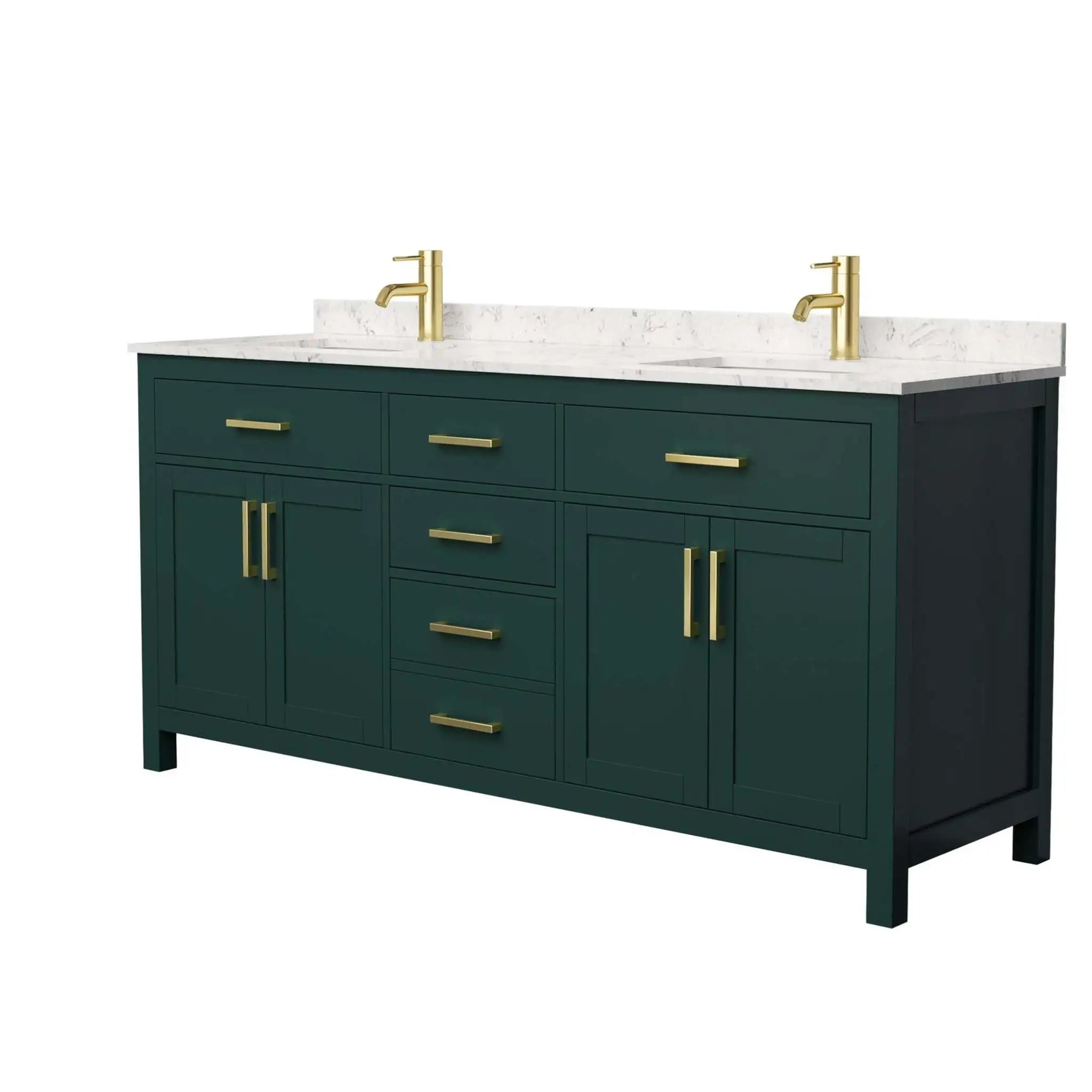 72" Beckett Double Bathroom Vanity in Green with Brushed Gold Trim by Wyndham