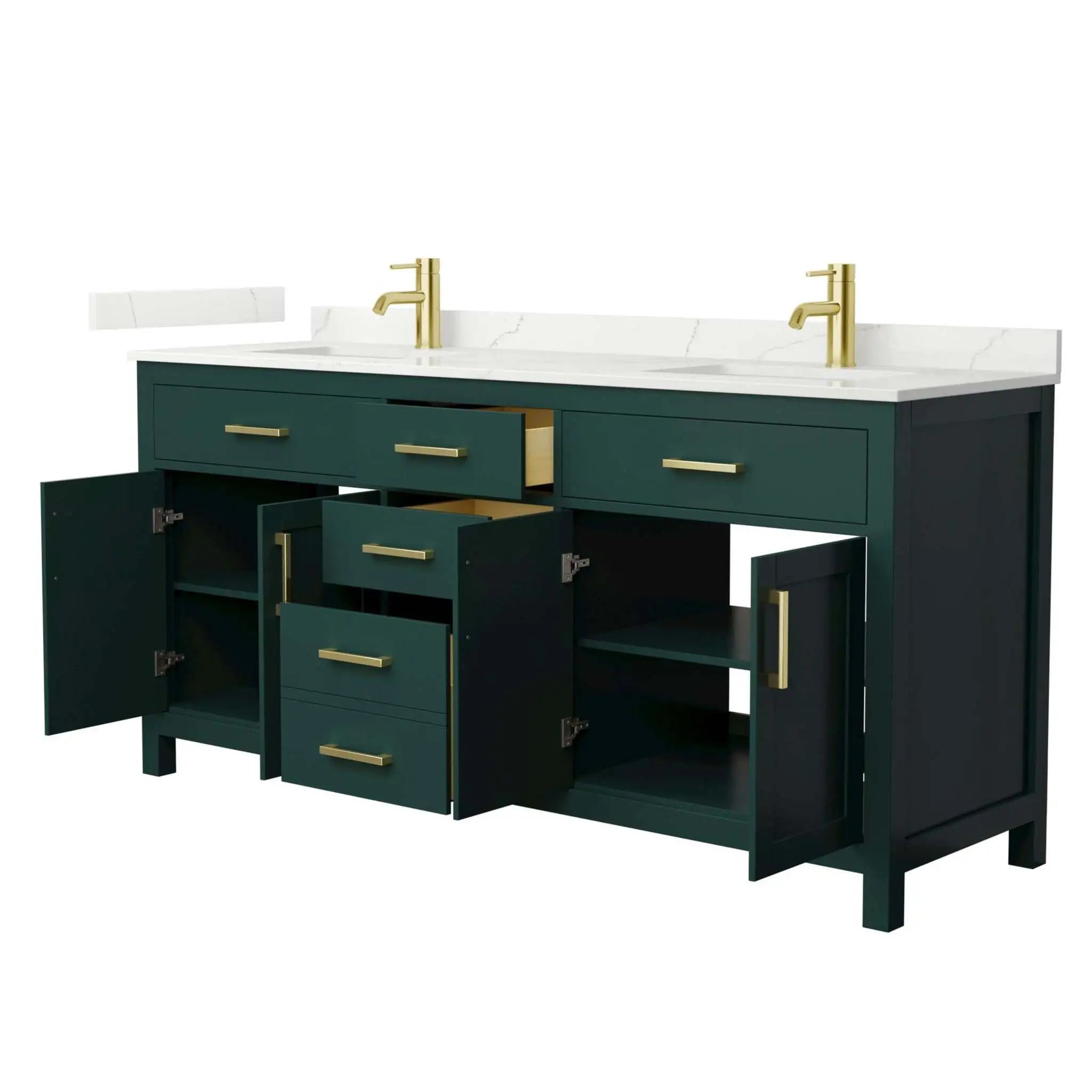 72" Beckett Double Bathroom Vanity in Green with Brushed Gold Trim by Wyndham