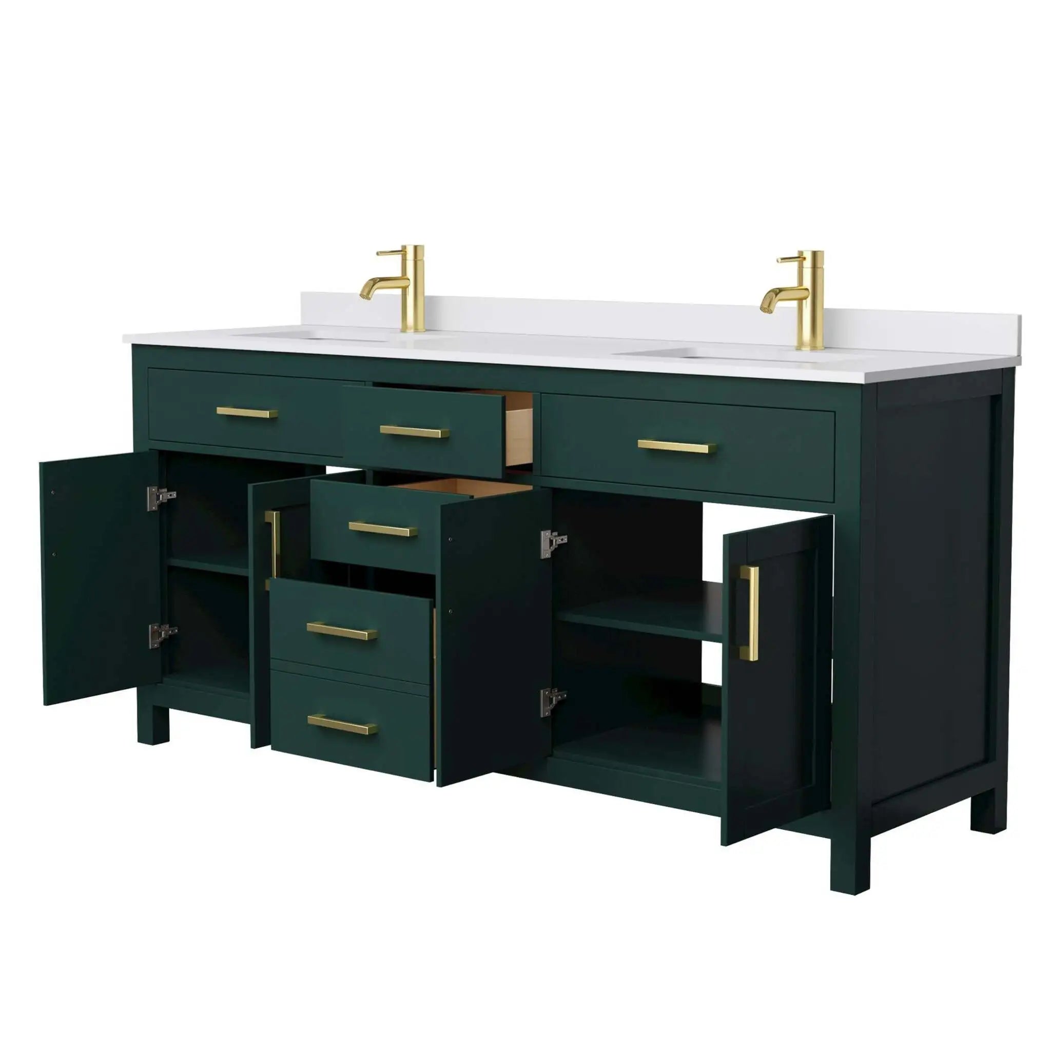 72" Beckett Double Bathroom Vanity in Green with Brushed Gold Trim by Wyndham