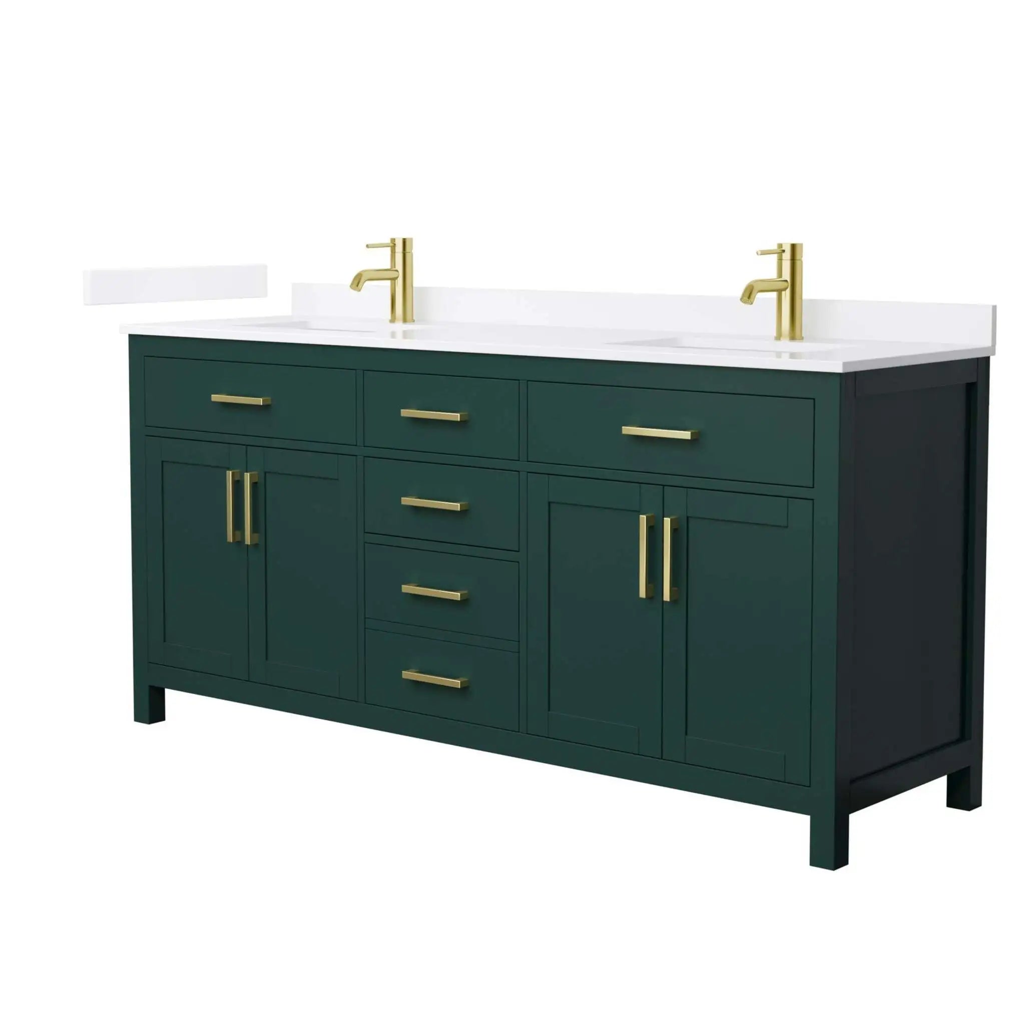 72" Beckett Double Bathroom Vanity in Green with Brushed Gold Trim by Wyndham