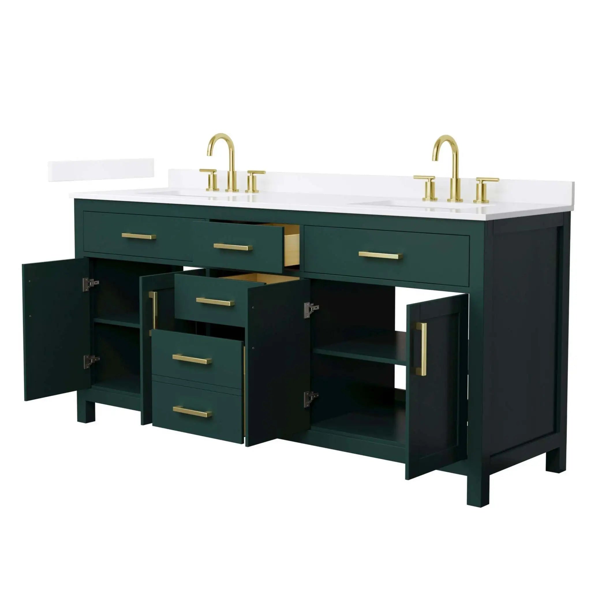 72" Beckett Double Bathroom Vanity in Green with Brushed Gold Trim by Wyndham