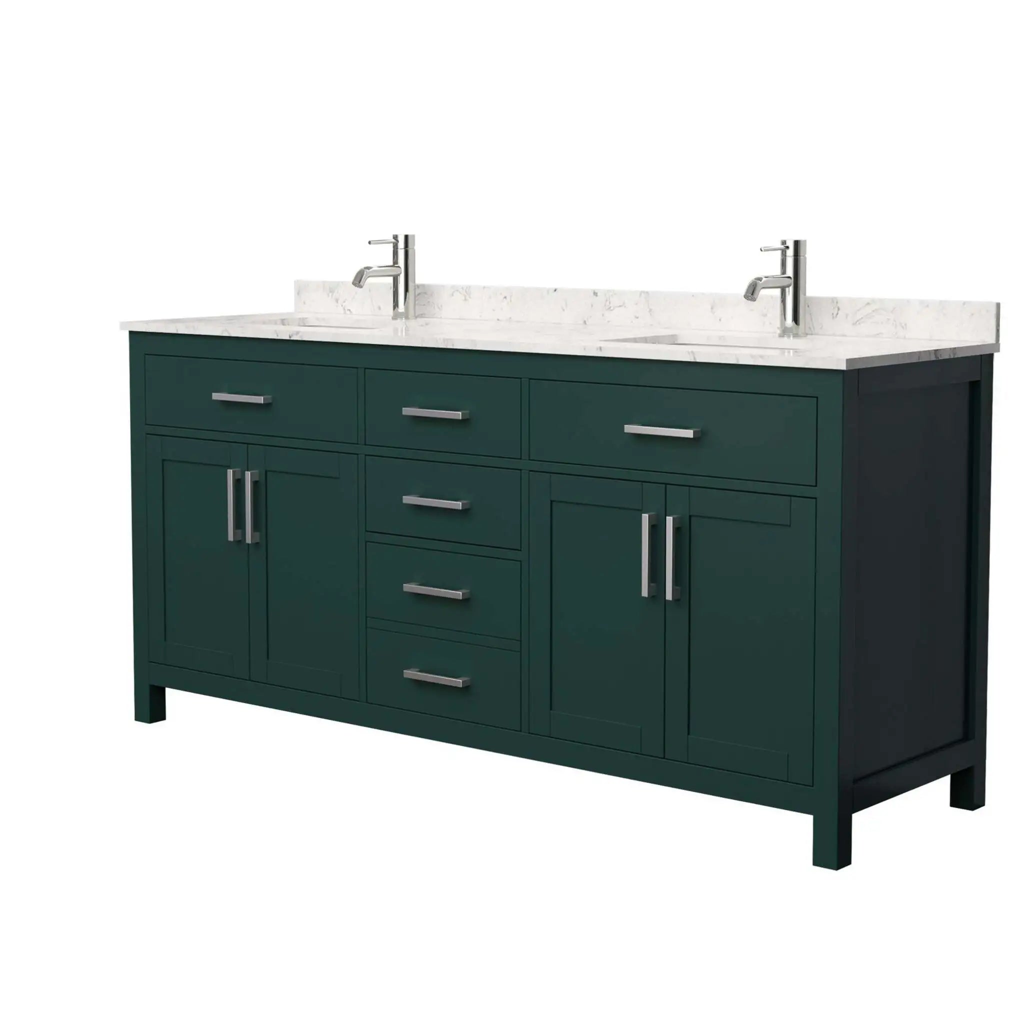 72" Beckett Double Bathroom Vanity in Green with Brushed Nickel Trim by Wyndham