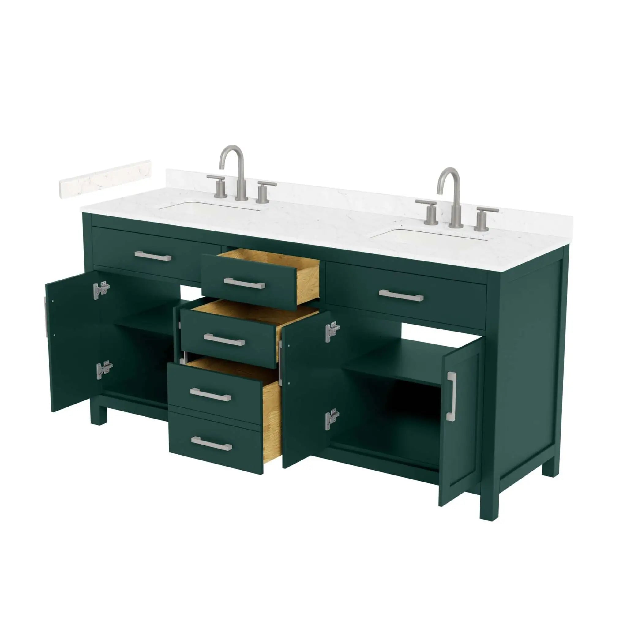 72" Beckett Double Bathroom Vanity in Green with Brushed Nickel Trim by Wyndham