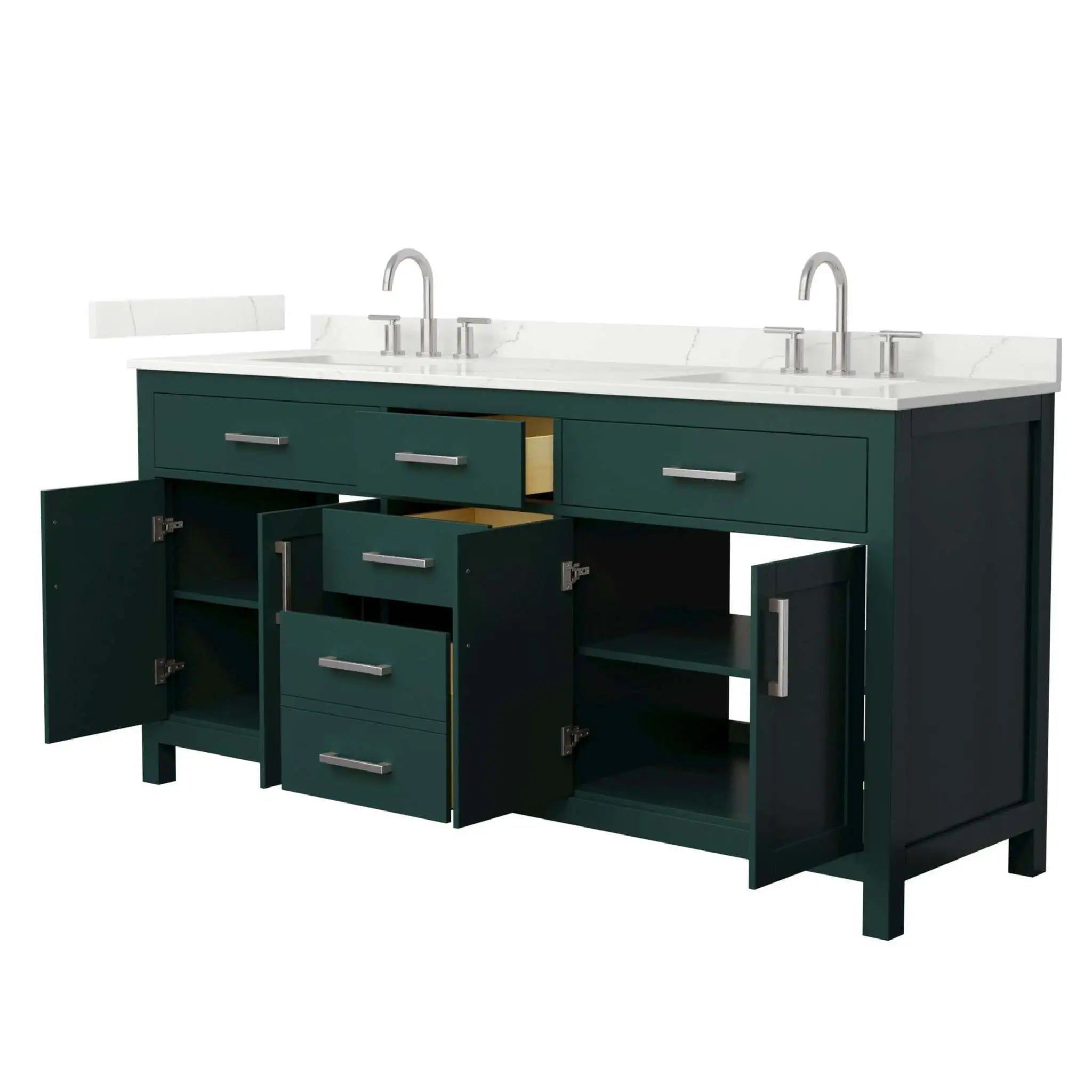 72" Beckett Double Bathroom Vanity in Green with Brushed Nickel Trim by Wyndham