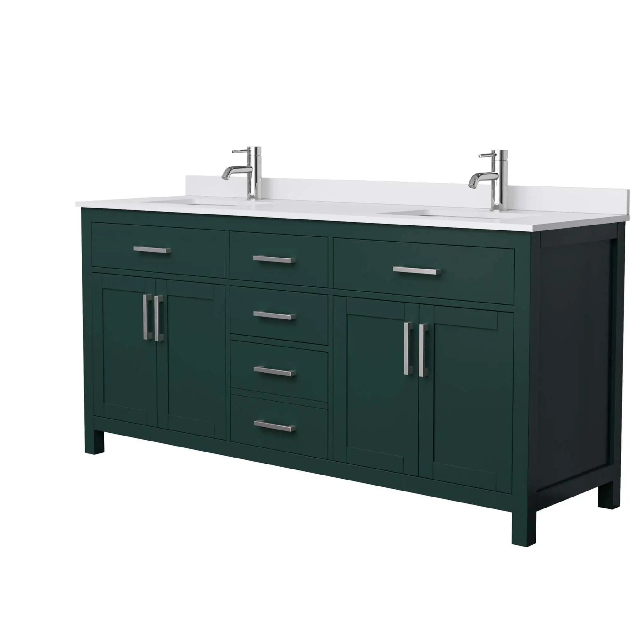 72" Beckett Double Bathroom Vanity in Green with Brushed Nickel Trim by Wyndham