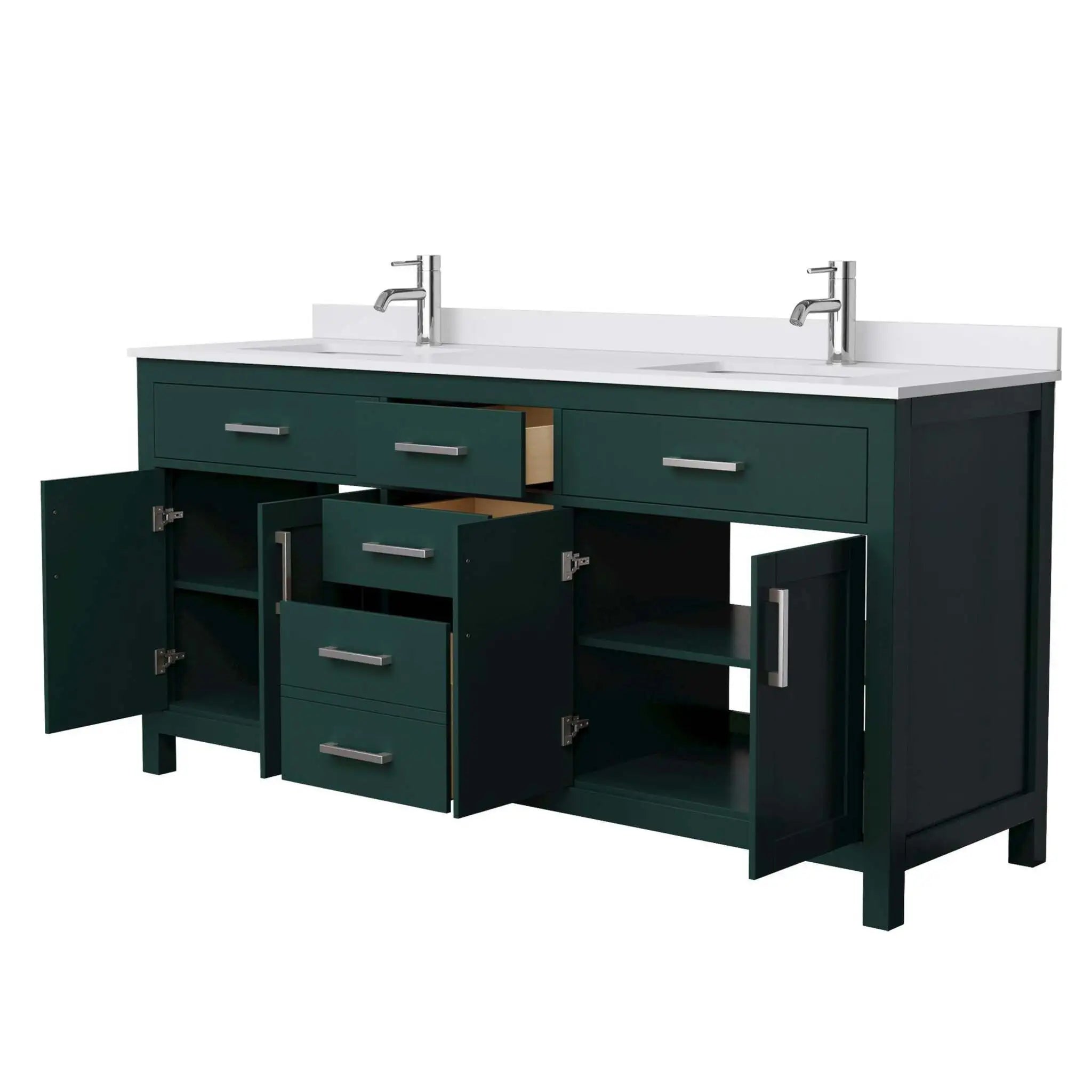 72" Beckett Double Bathroom Vanity in Green with Brushed Nickel Trim by Wyndham