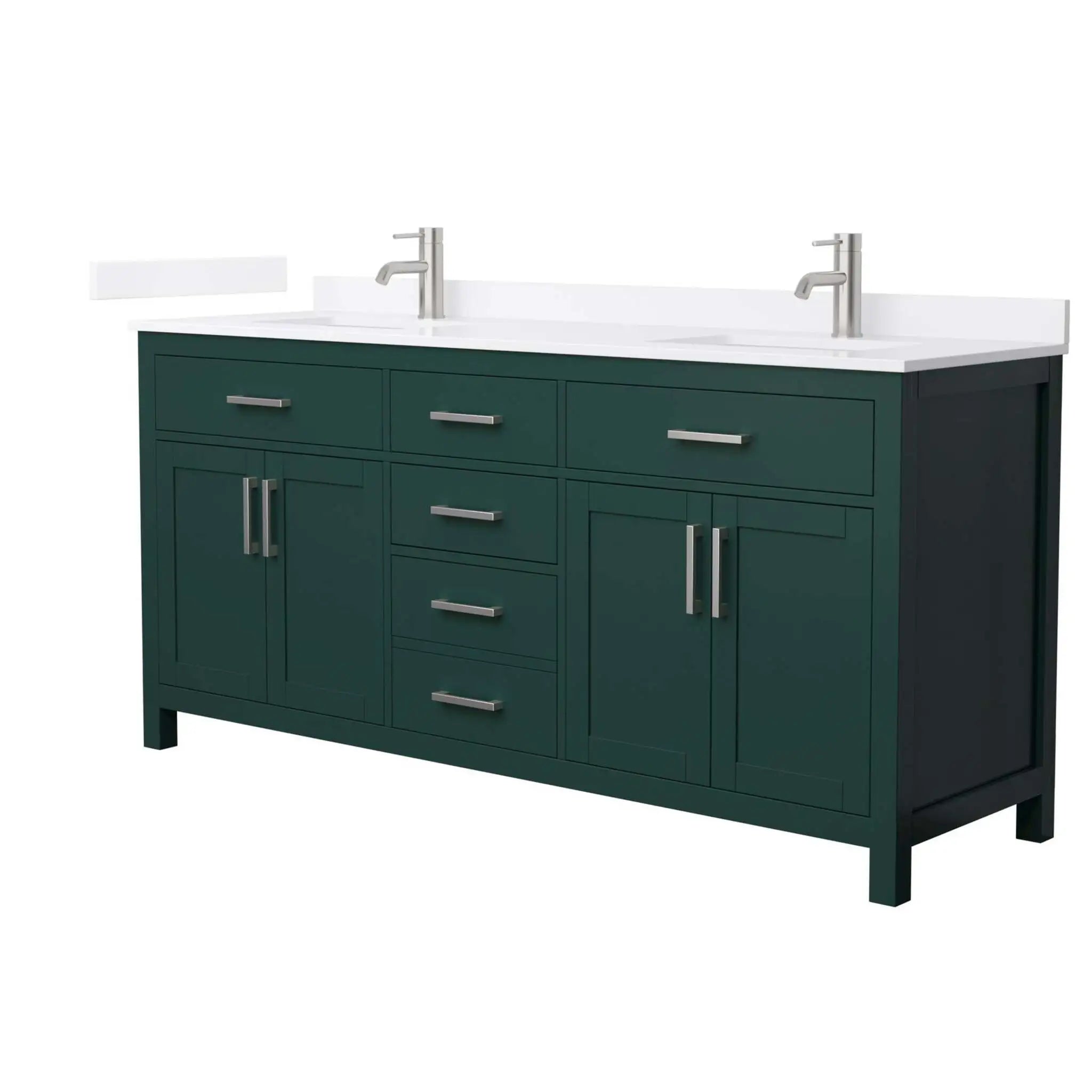 72" Beckett Double Bathroom Vanity in Green with Brushed Nickel Trim by Wyndham