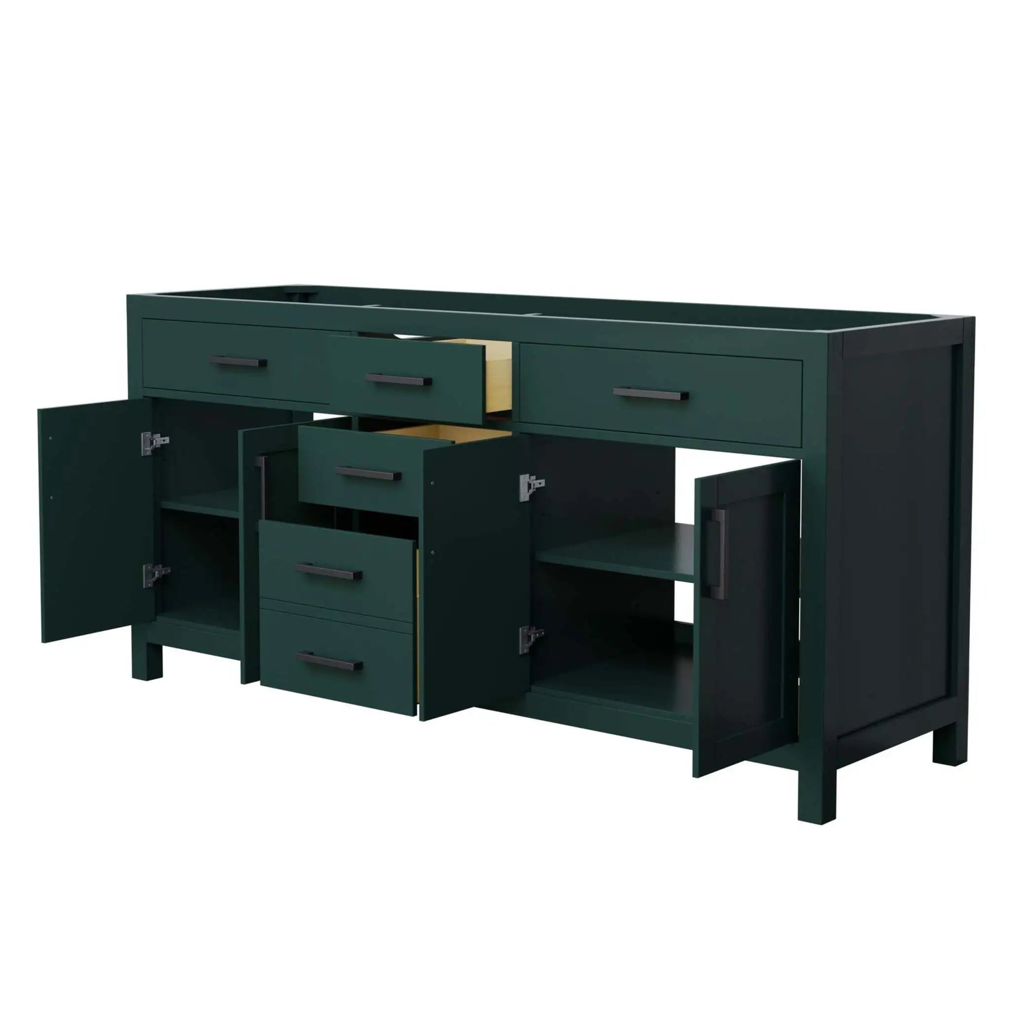 72" Beckett Double Bathroom Vanity in Green with Matte Black Trim by Wyndham