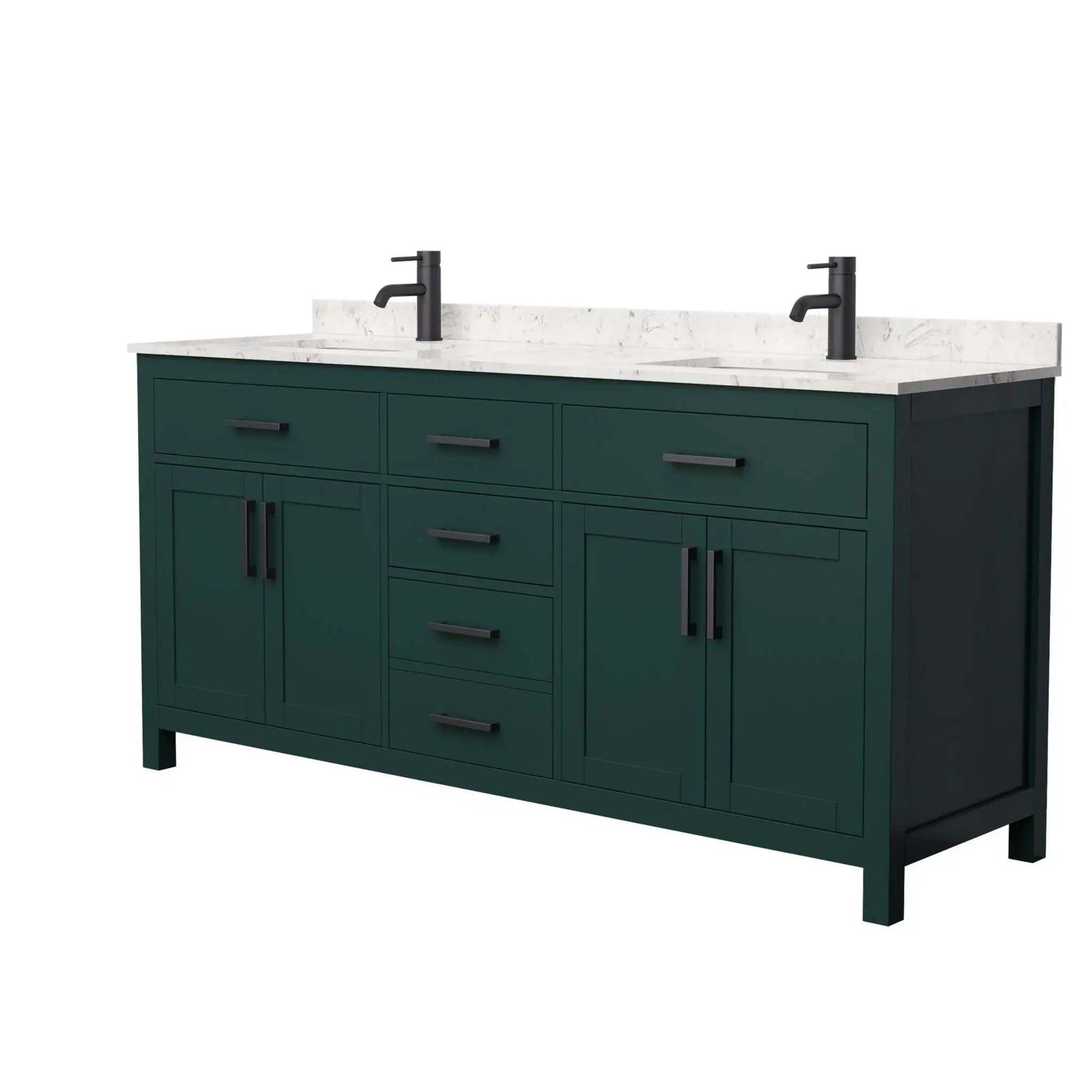 72" Beckett Double Bathroom Vanity in Green with Matte Black Trim by Wyndham