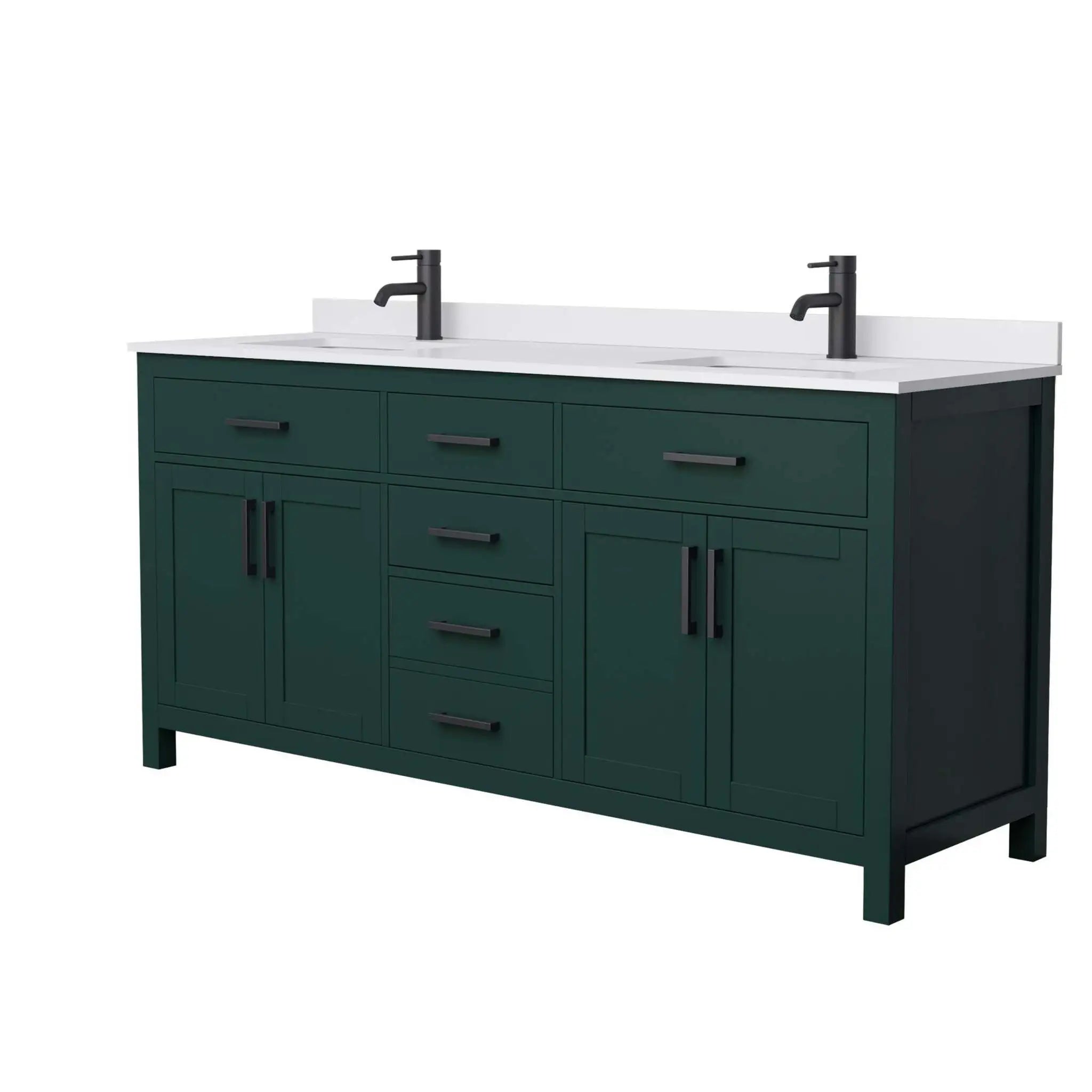 72" Beckett Double Bathroom Vanity in Green with Matte Black Trim by Wyndham