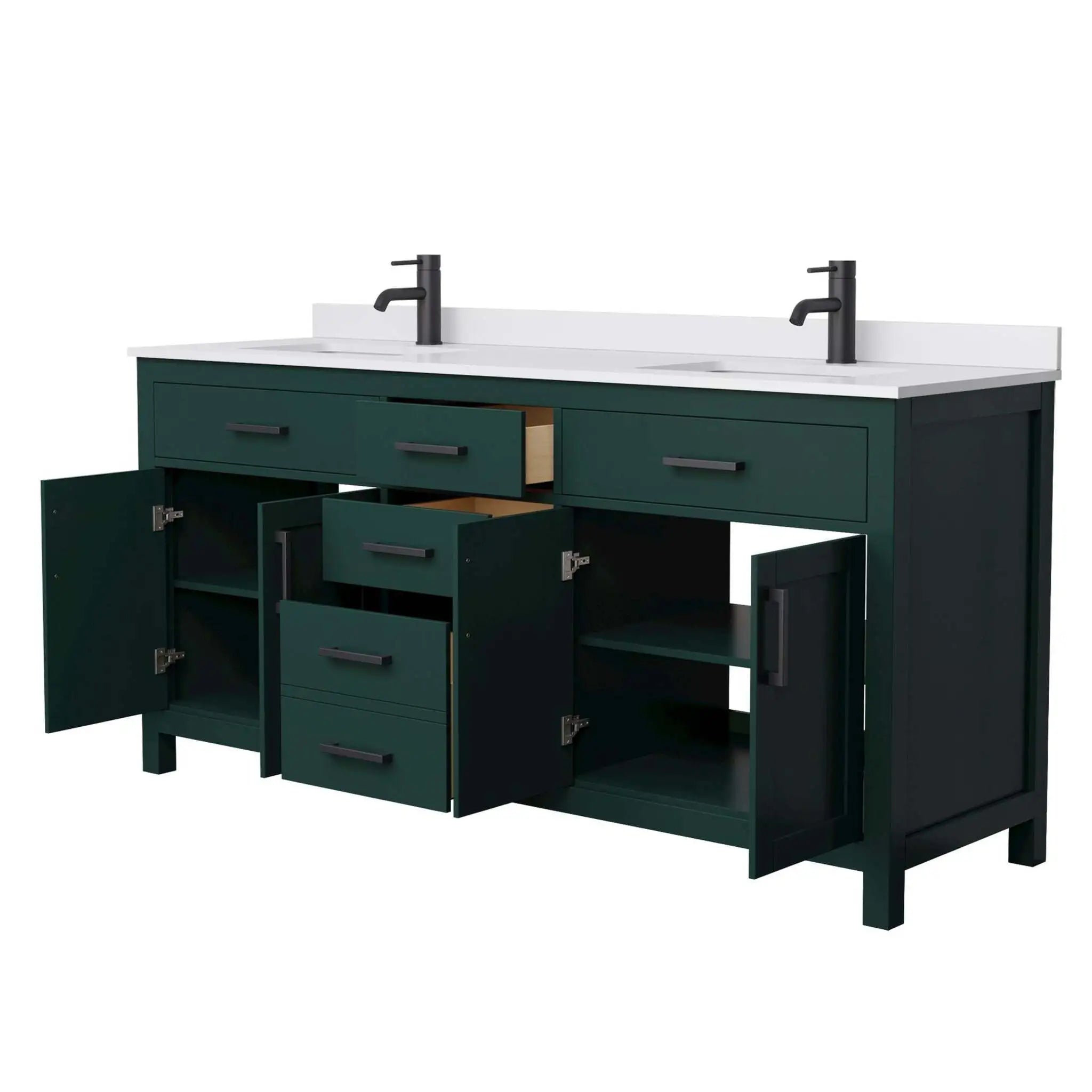 72" Beckett Double Bathroom Vanity in Green with Matte Black Trim by Wyndham