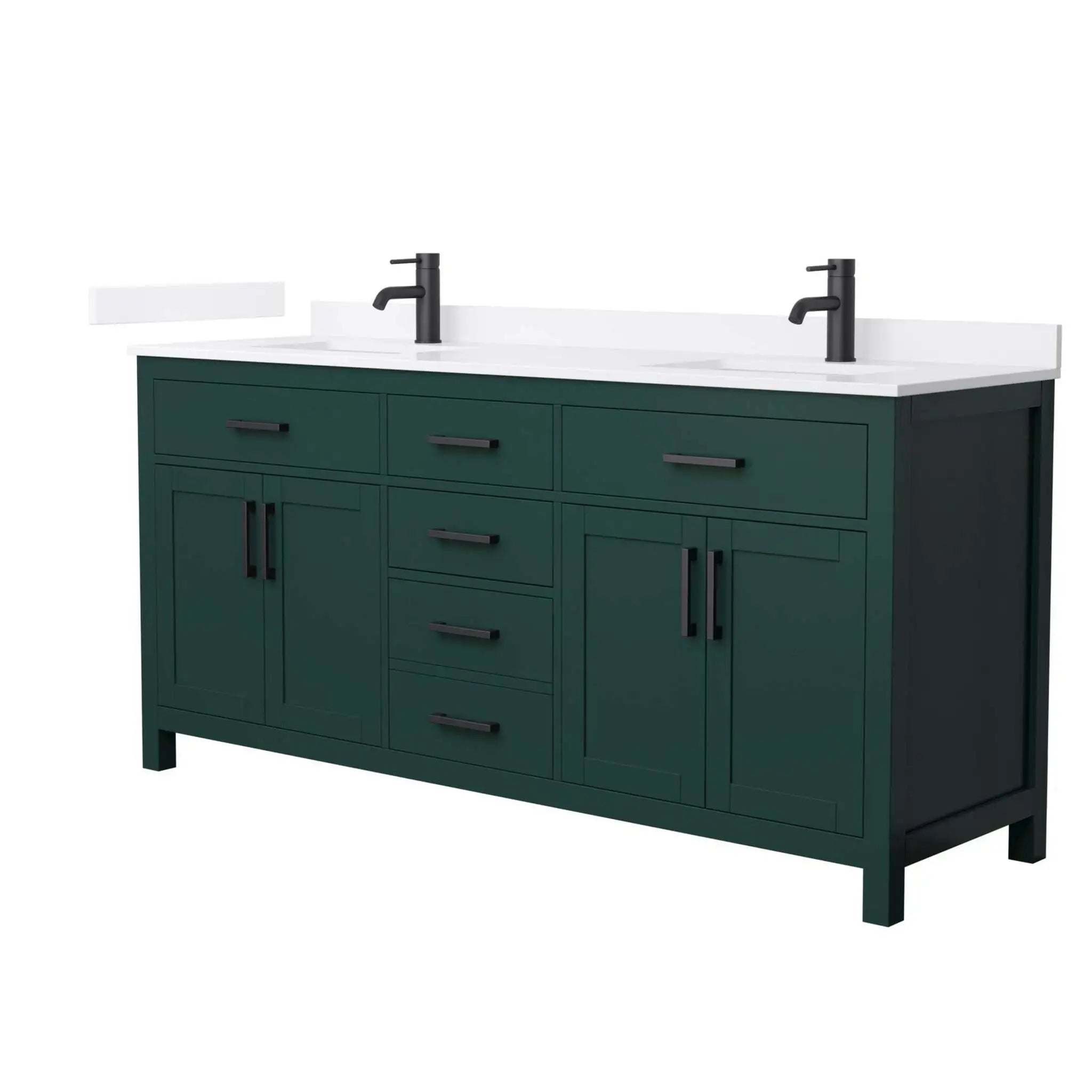 72" Beckett Double Bathroom Vanity in Green with Matte Black Trim by Wyndham